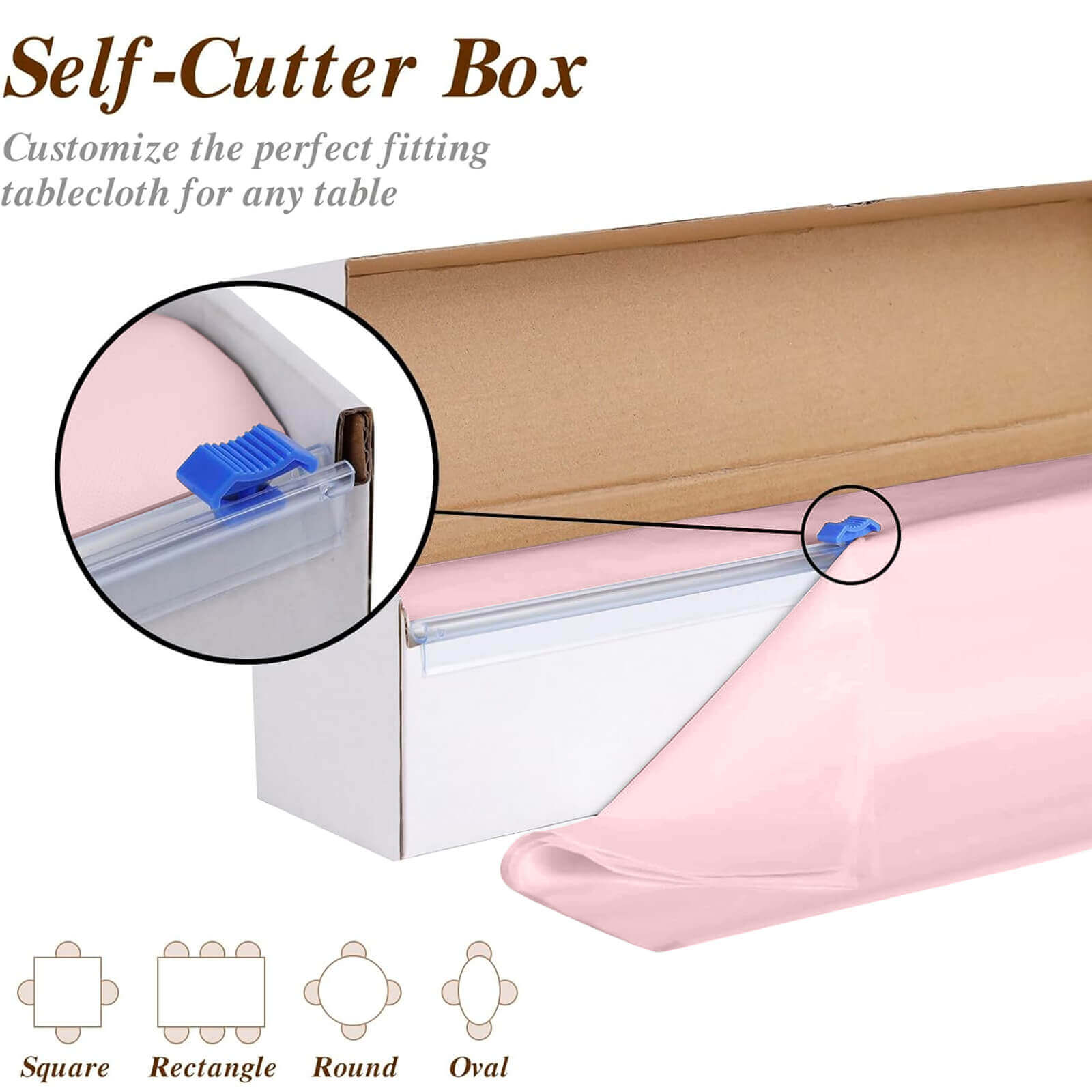Customizable Blush Plastic Table Cover Roll with Slide Cutter - High - Quality & Durable, 54x300ft