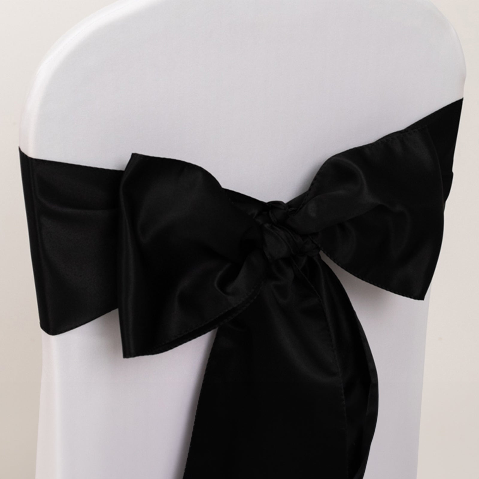 5-Pack Black Lamour Satin 6x106 Chair Sashes - Stylish & Reusable Wedding Decor