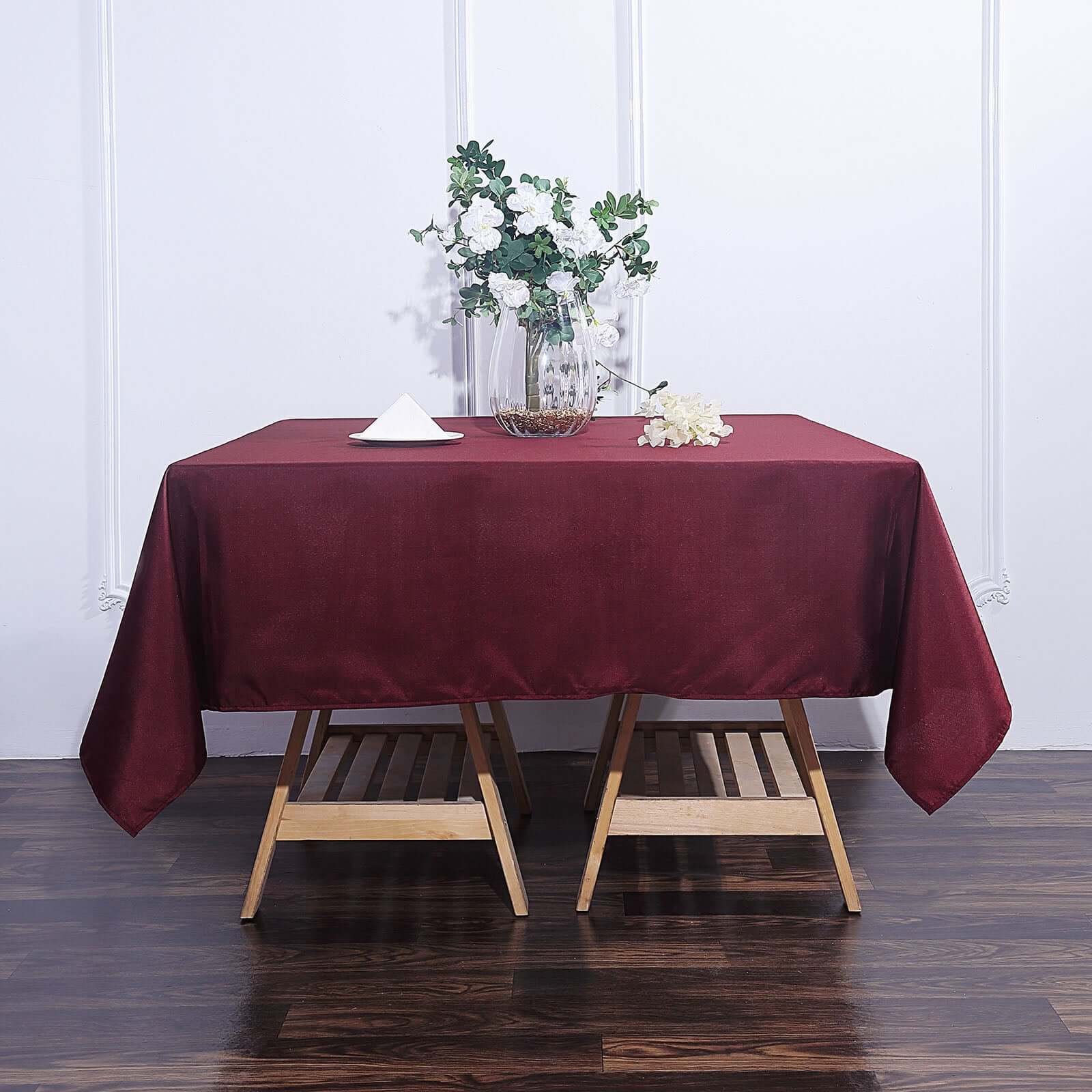 Hot! Wrinkle-Resistant & Durable 70x70 Burgundy Polyester Square Tablecloth