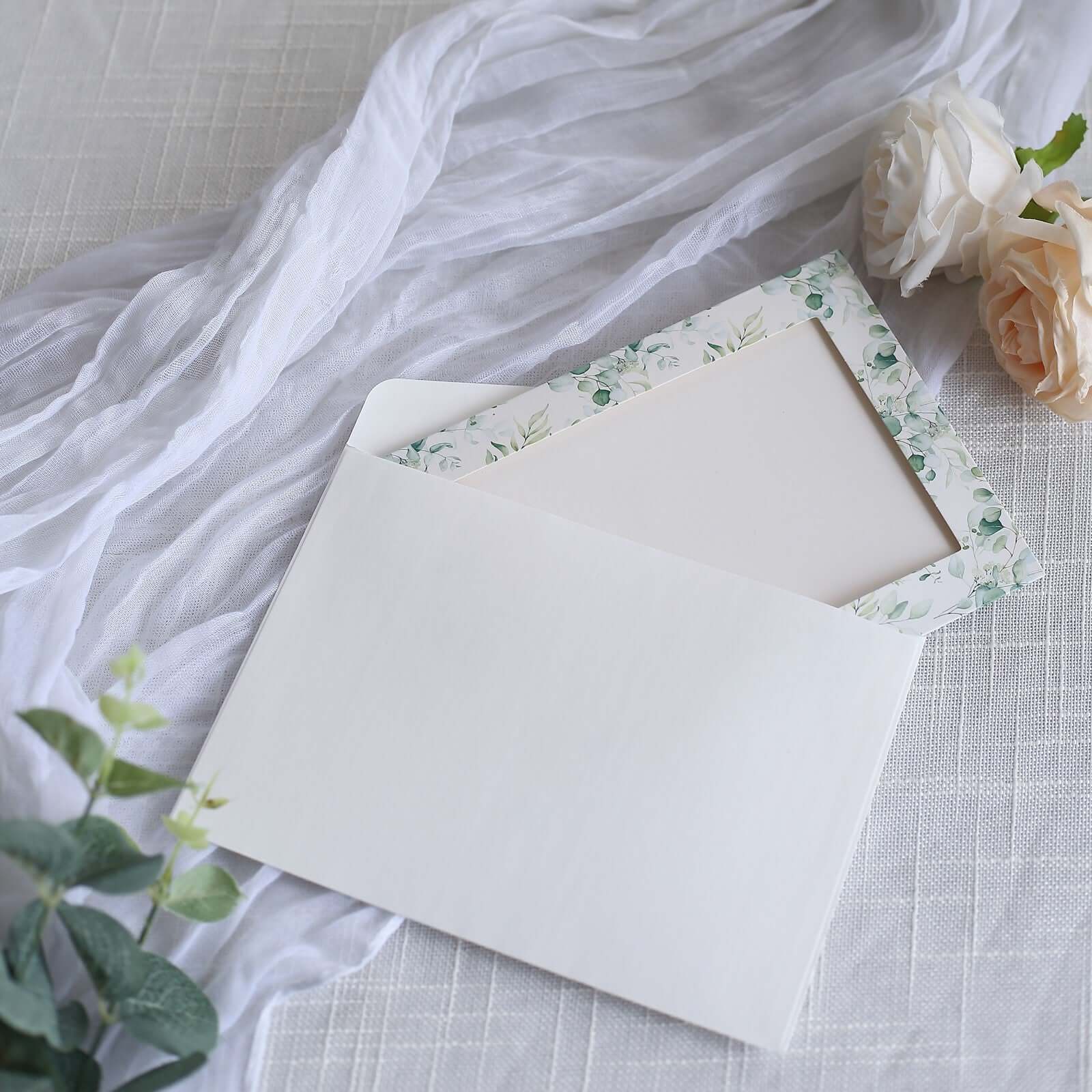 25-Pack White & Green Eucalyptus Leaves Design Thank You Cards with Envelopes for Parties and Milestones, 3.5x5.5