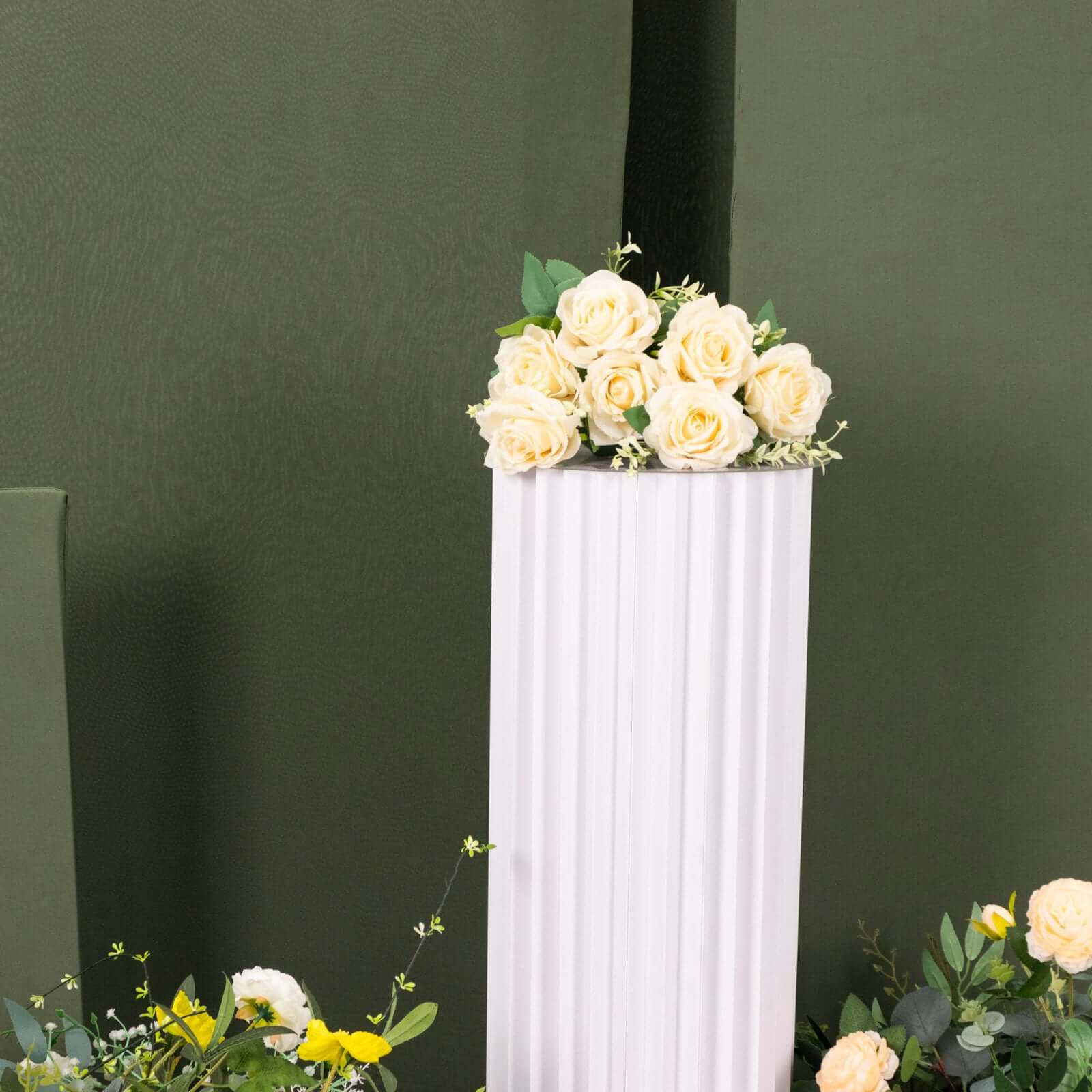 4-Piece Matte Dusty Sage Green Spandex Chiara Half Moon Wedding Arch Covers - 2.5ft, 5ft, 6ft, 7ft Sizes