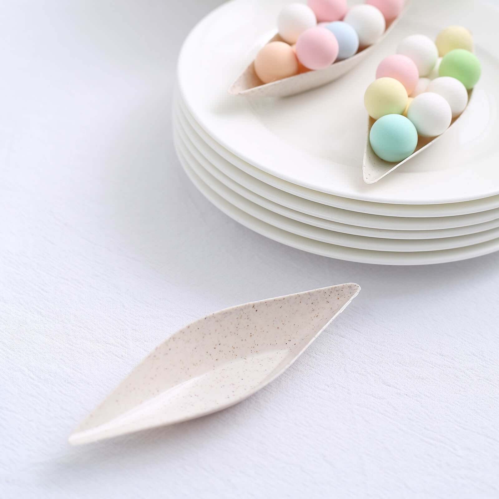 Hot! 24-Pack Biodegradable Mini Wheat Straw Fiber Boat-Shaped Snack Plates for Desserts