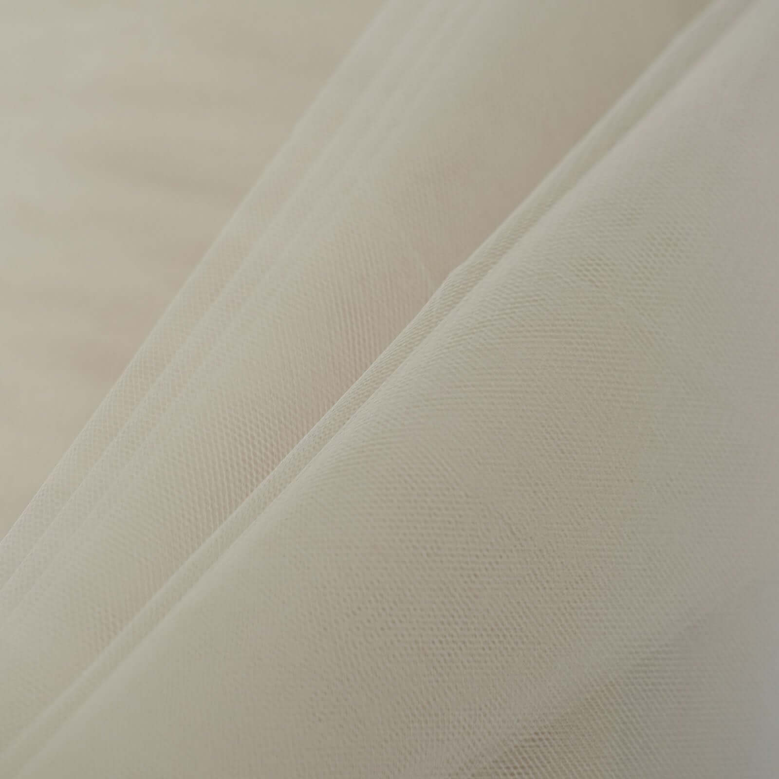 50-Yard Beige Tulle Fabric Bolt, 108 Inches Wide, Ideal for DIY Crafts