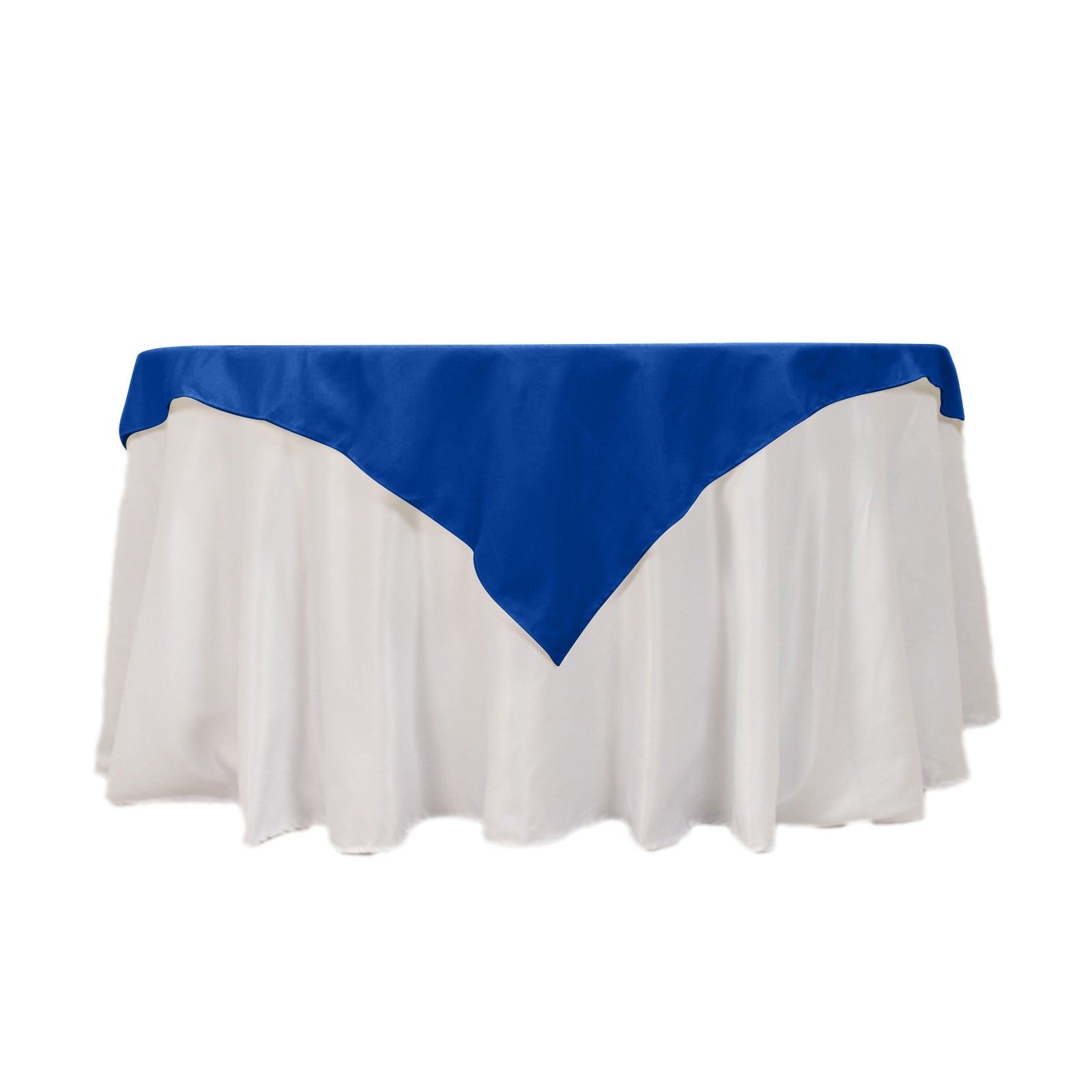 Wrinkle-Resistant Royal Blue 54x54 Cotton Blend Square Table Overlay