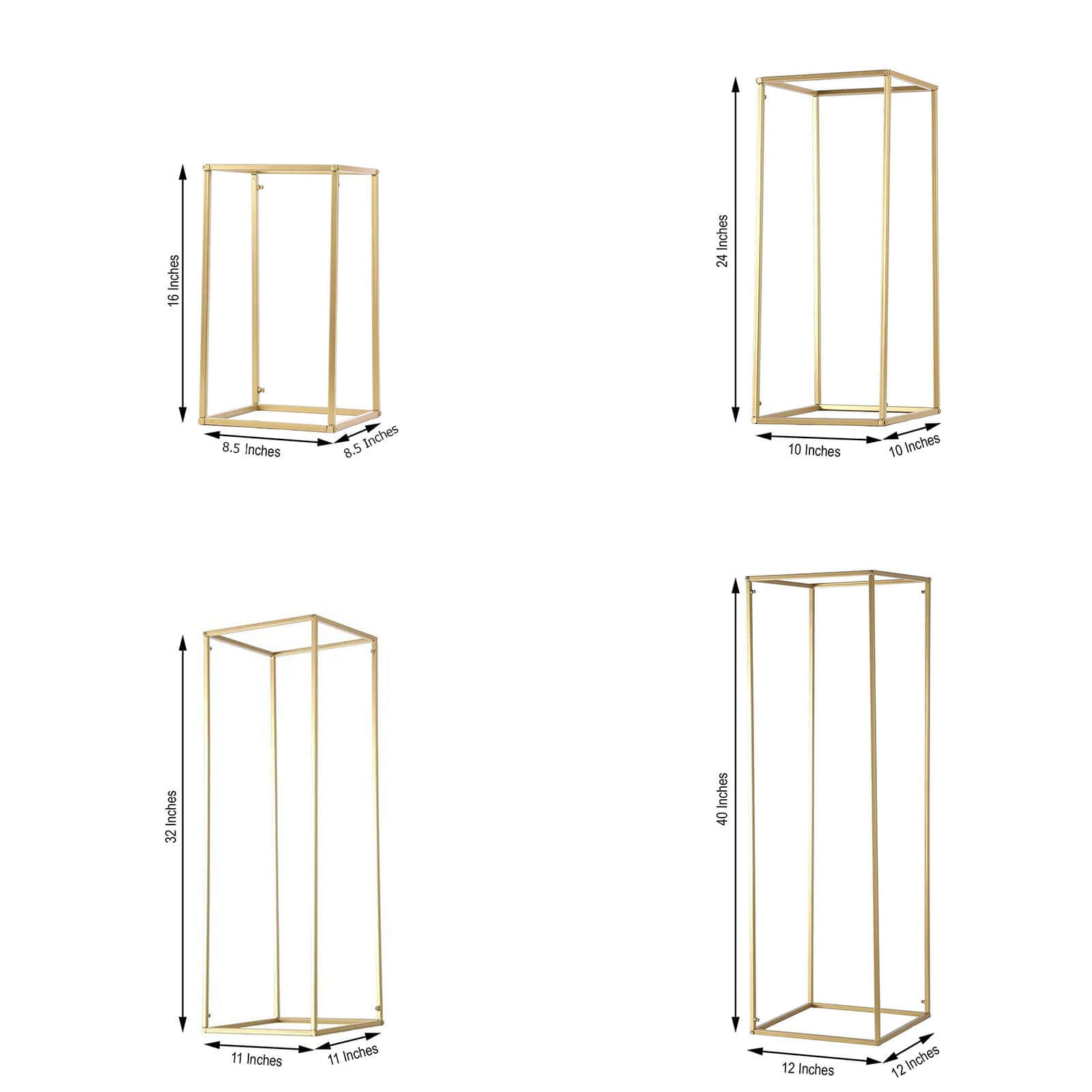 Sale! 4-Piece Matte Gold Metal Flower Stand Set for Wedding Centerpieces - Durable Displays in 16/24/32/40 Inches