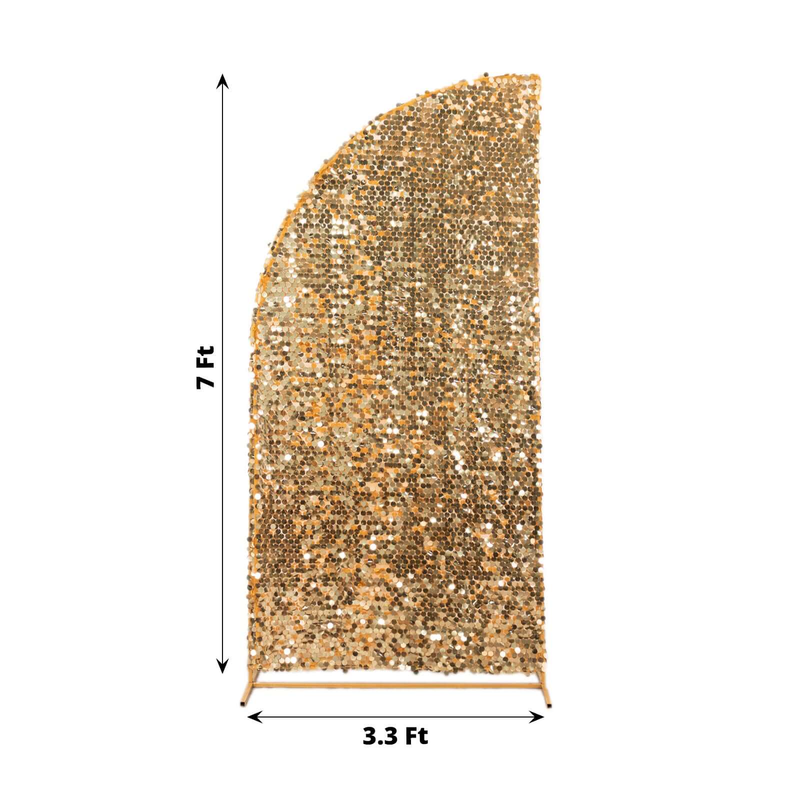 7ft Gold Double-Sided Payette Sequin Chiara Wedding Arch Cover for Half Moon Backdrop Stand - Great Deal!