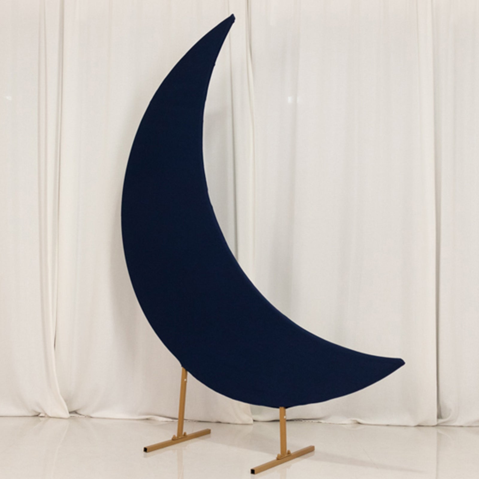 Custom-Fit 6.5ft Navy Blue Spandex Crescent Moon Wedding Arch Backdrop Stand Cover - Perfect for Events