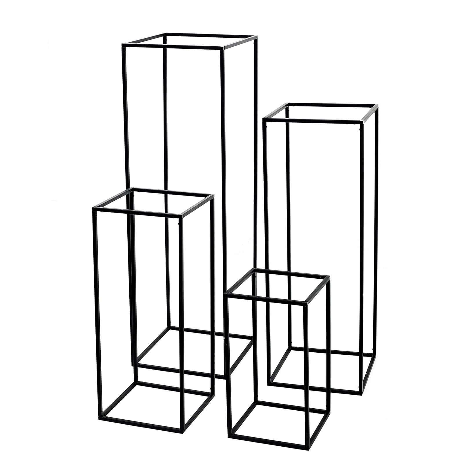 Hot Deal! Set of 4 Matte Black Metal Flower Stands for Wedding Centerpieces - Durable Display in 4 Sizes