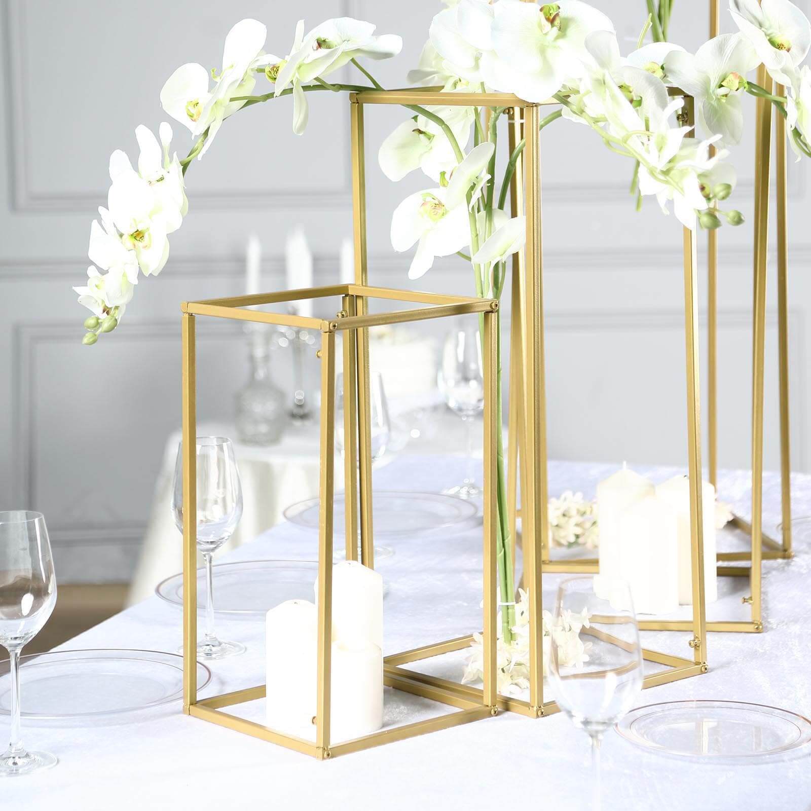 Sale! 4-Piece Matte Gold Metal Flower Stand Set for Wedding Centerpieces - Durable Displays in 16/24/32/40 Inches