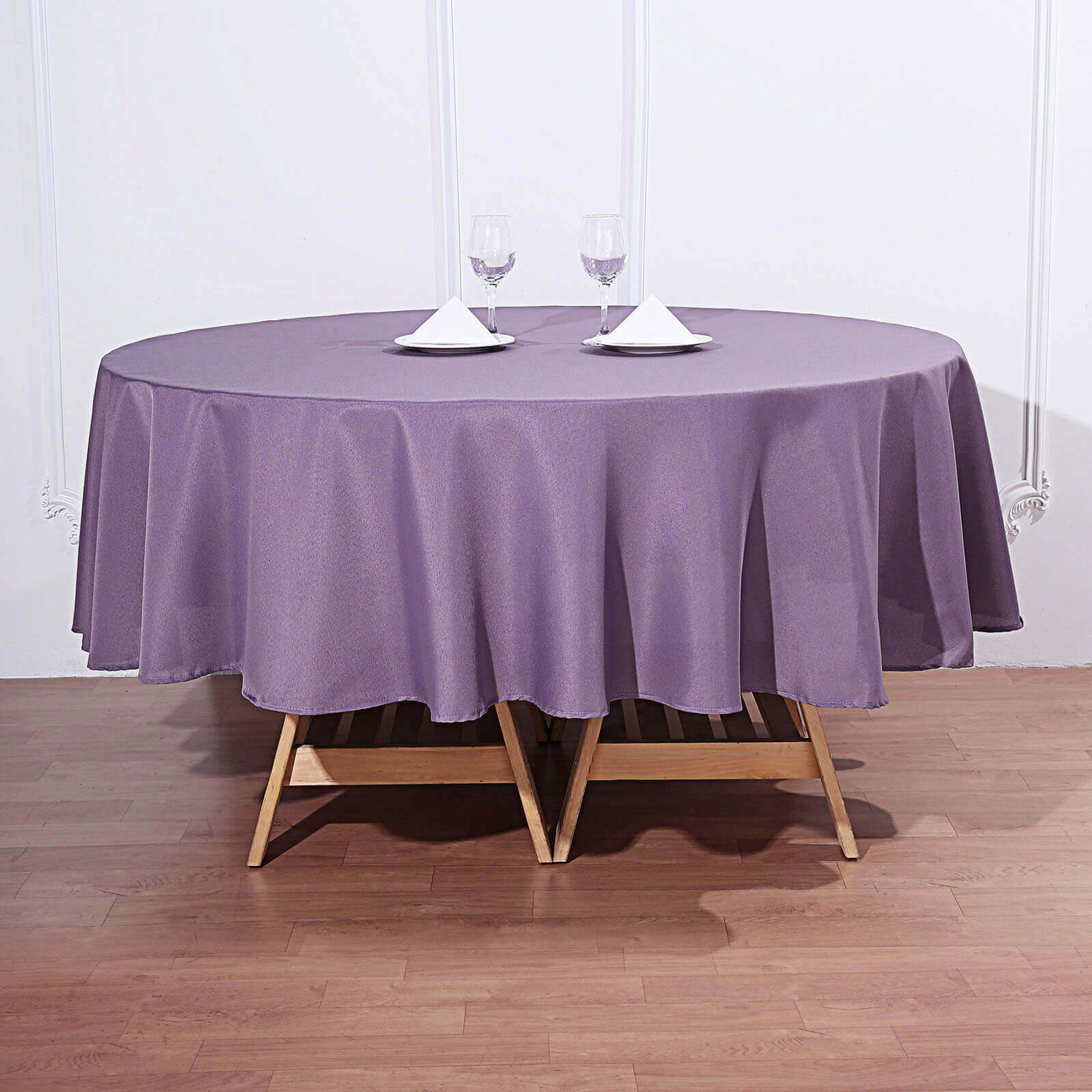 Stain & Wrinkle-Resistant 90' Round Violet Amethyst Polyester Tablecloth