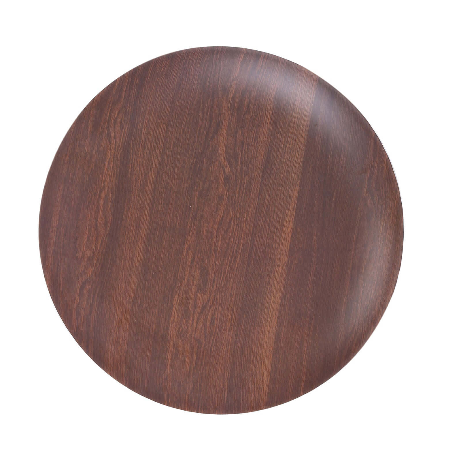 Set of 6 Disposable Shatterproof Brown Wood Grain Melamine 10-Inch Round Dinner Plates for Rustic Party Decor