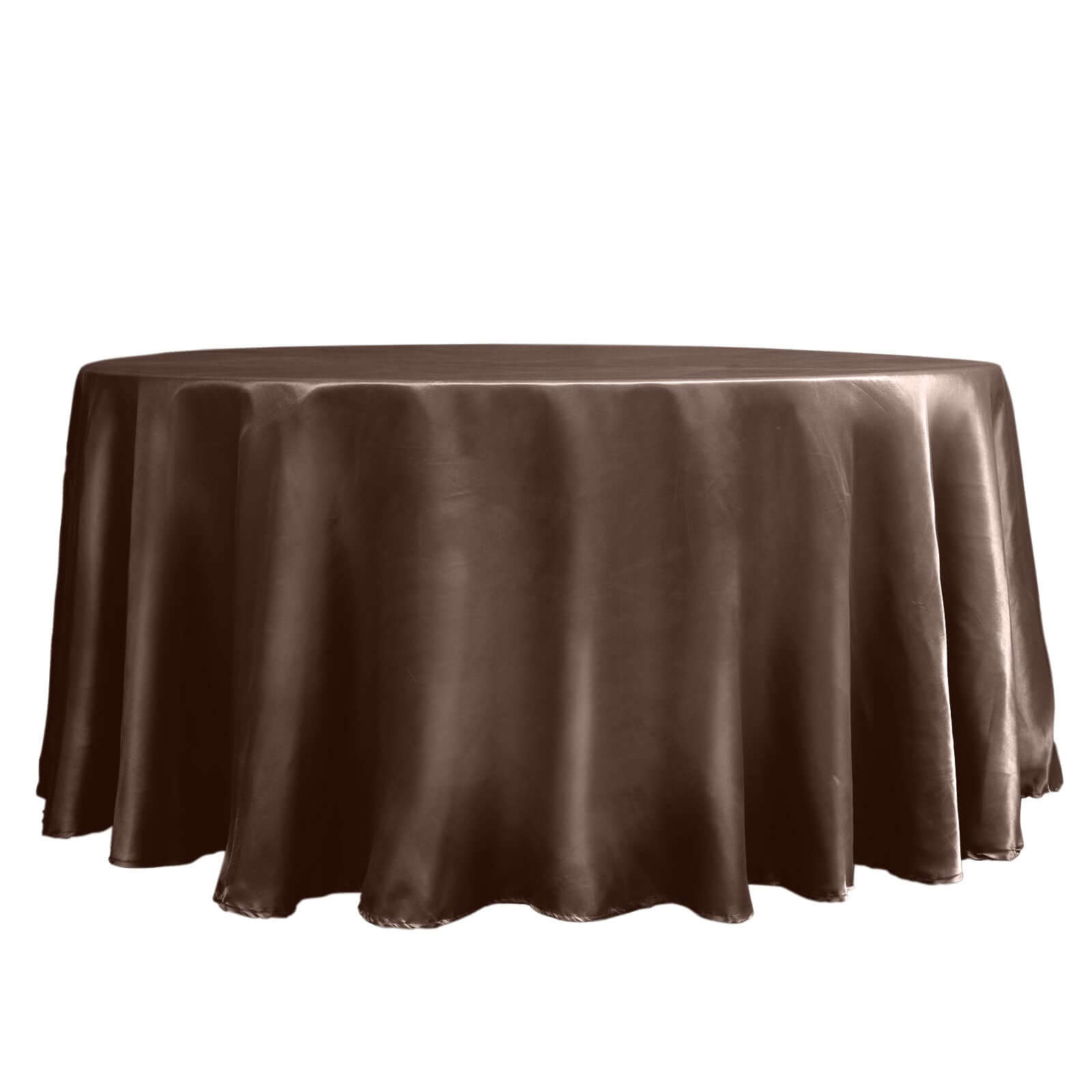 Stylish Chocolate Satin 120-Inch Round Seamless Tablecloth