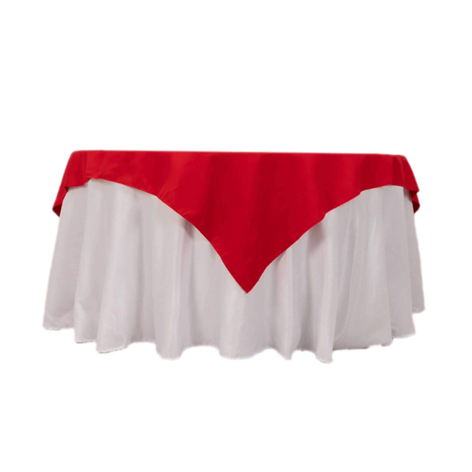 Hot Deal! Red 70x70 Square Cotton Blend Table Overlay - Wrinkle-Free Table Topper