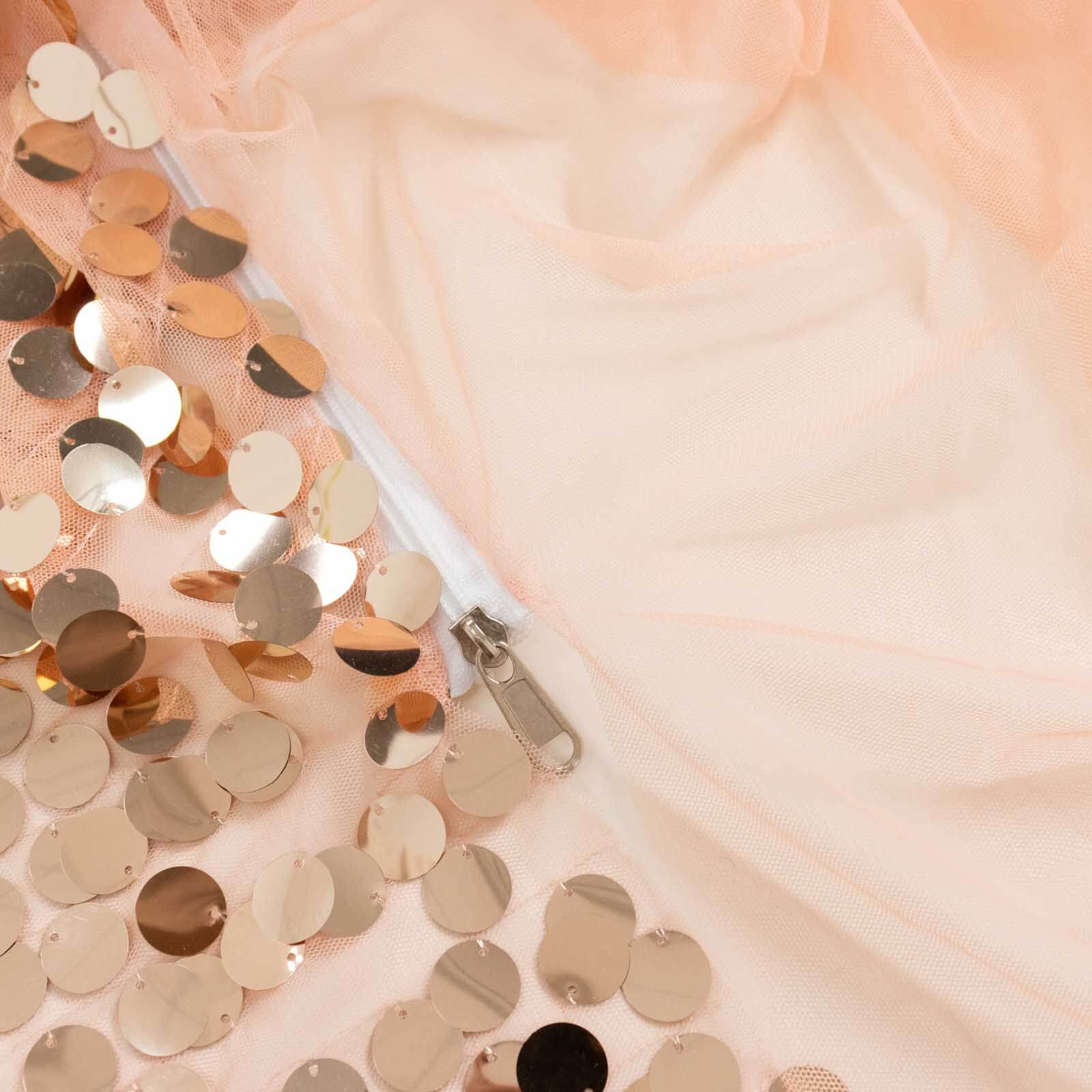 7.5ft Sparkly Rose Gold Sequin Cover for Round Wedding Arch Stand - Perfect Decor!