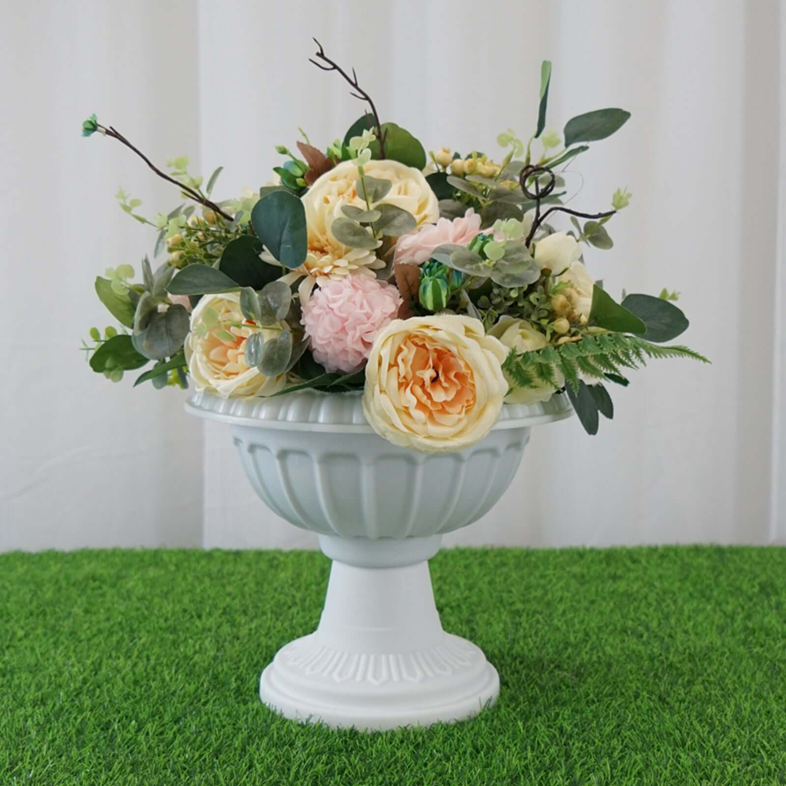 4-Pack All-Weather PVC Roman-Inspired Pedestal Column Flower Plant Stands - Off White