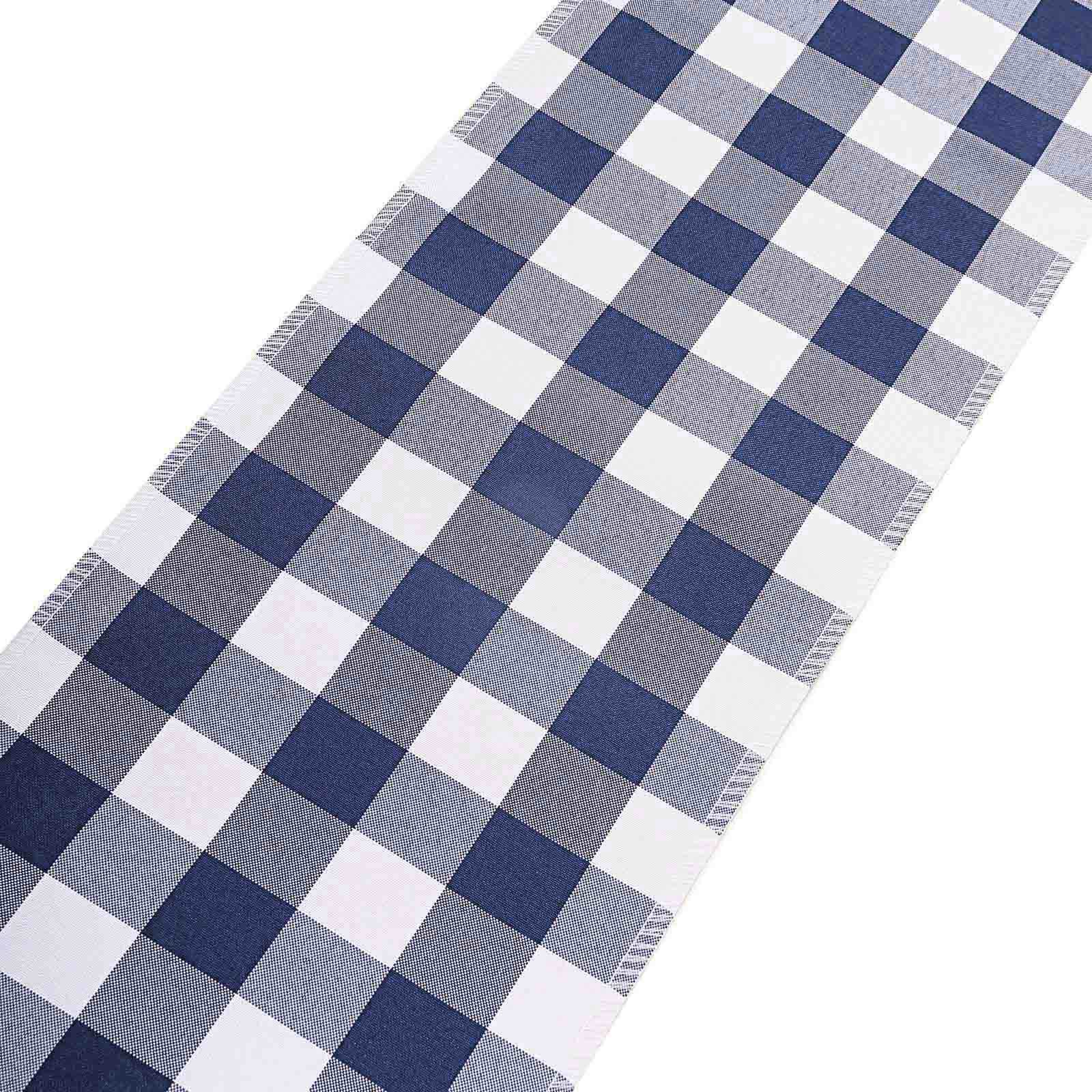 Get 5-Pack Durable & Reusable Navy Blue/White Buffalo Plaid Polyester Chair Sashes
