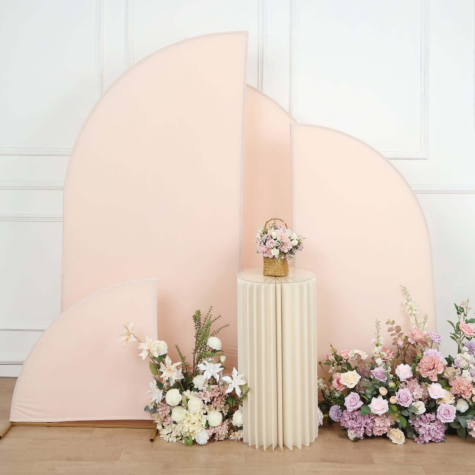 Hot Deal! Custom Fitted Set of 4 Matte Blush Spandex Half Moon Wedding Arch Covers in 4 Sizes