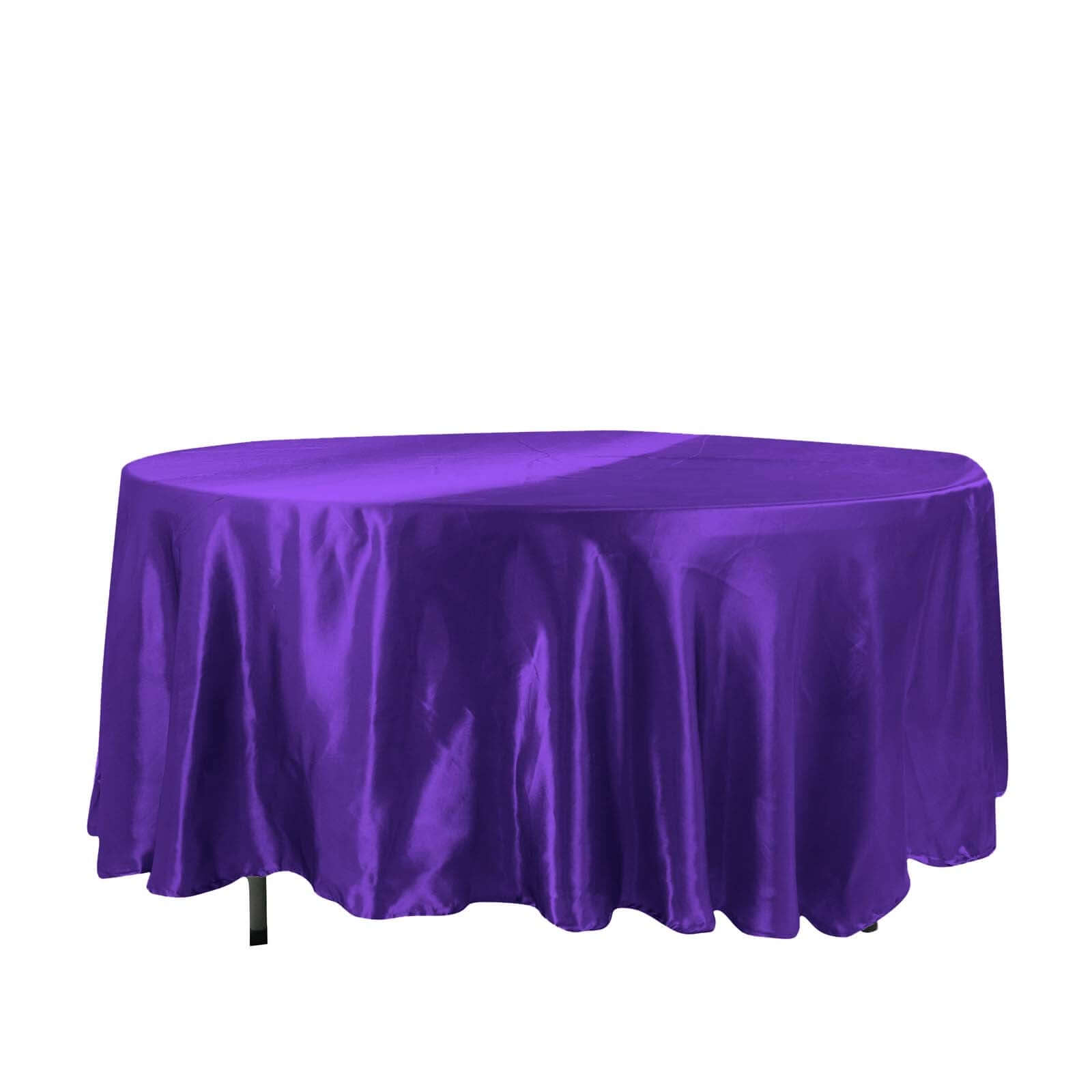 Luxurious Purple 108-Inch Round Satin Tablecloth - Smooth and Shiny