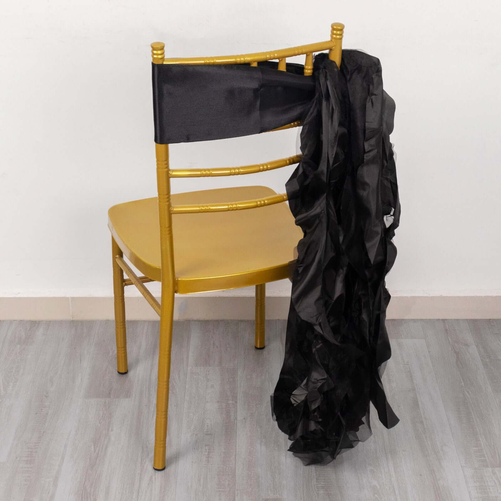 Special Offer! 5-Pack Black Chiffon Satin Curly Willow Chair Sashes for Wedding Decor