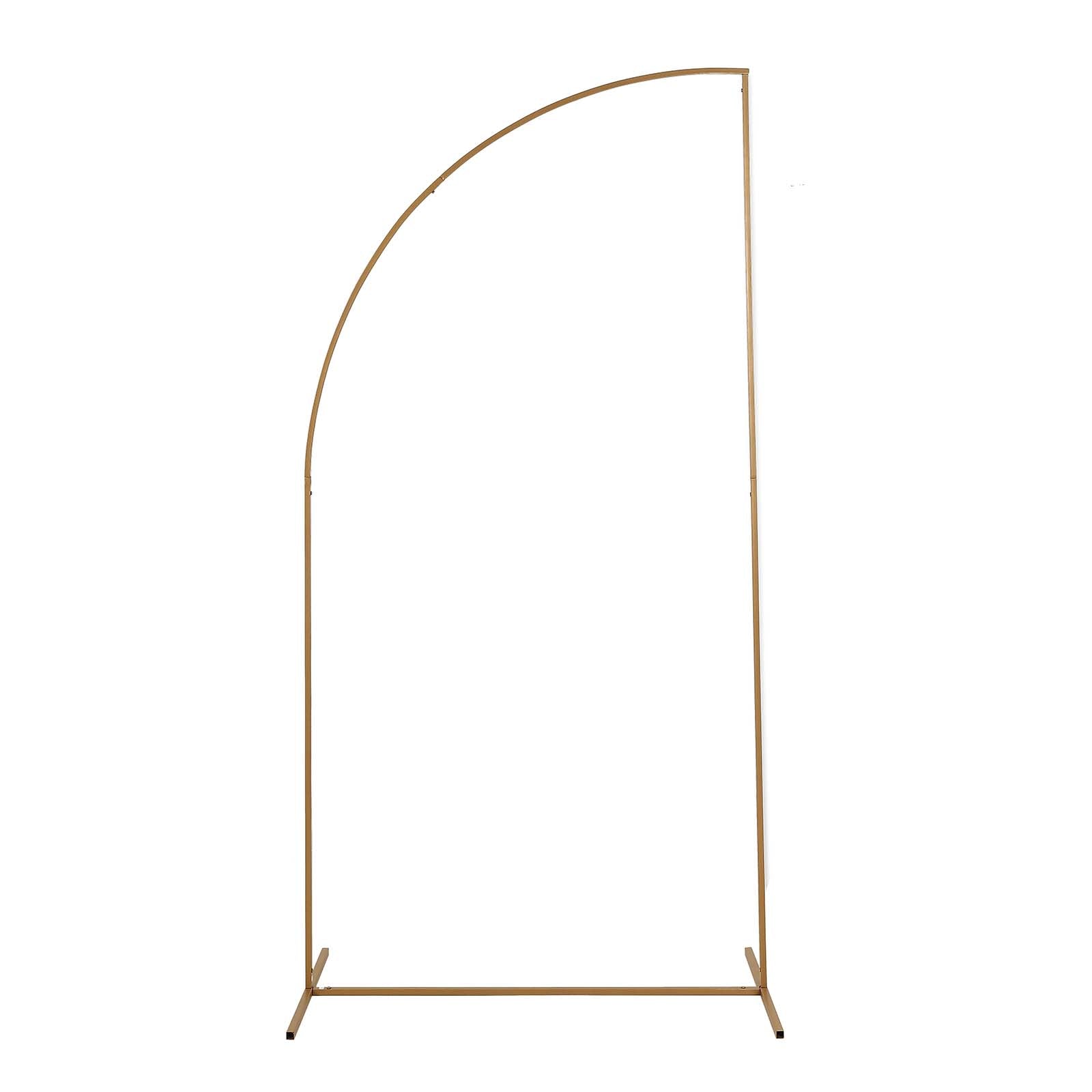 7ft Gold Metal Half - Moon Floral Frame, Portable Wedding Arbor Stand