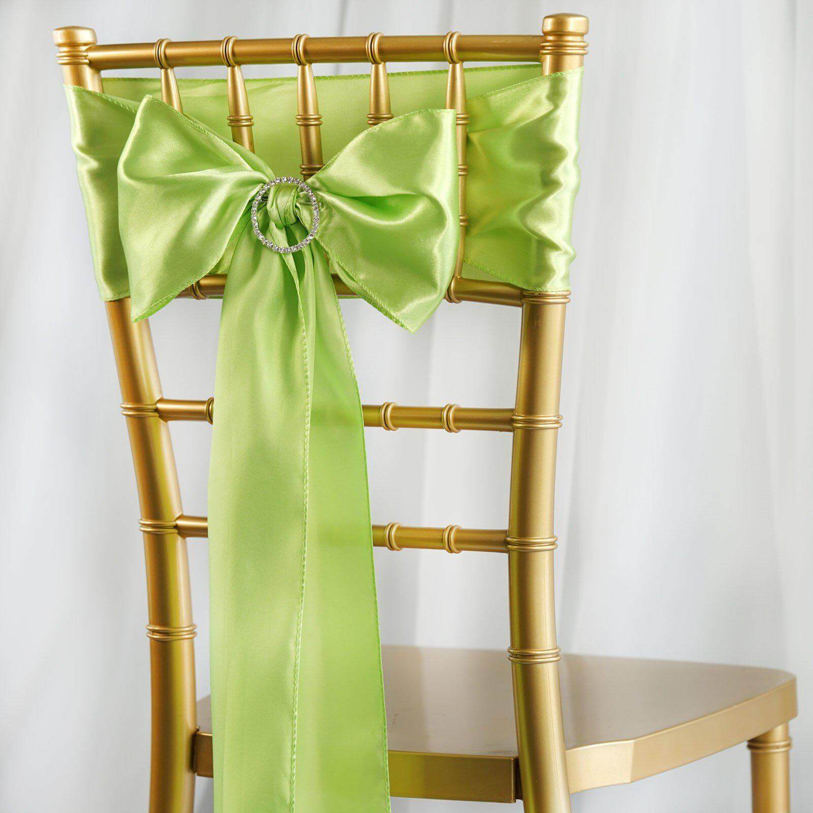 Hot Deal! 5-Pack Apple Green Satin Chair Sashes - Durable and Shiny 6x106 Decor