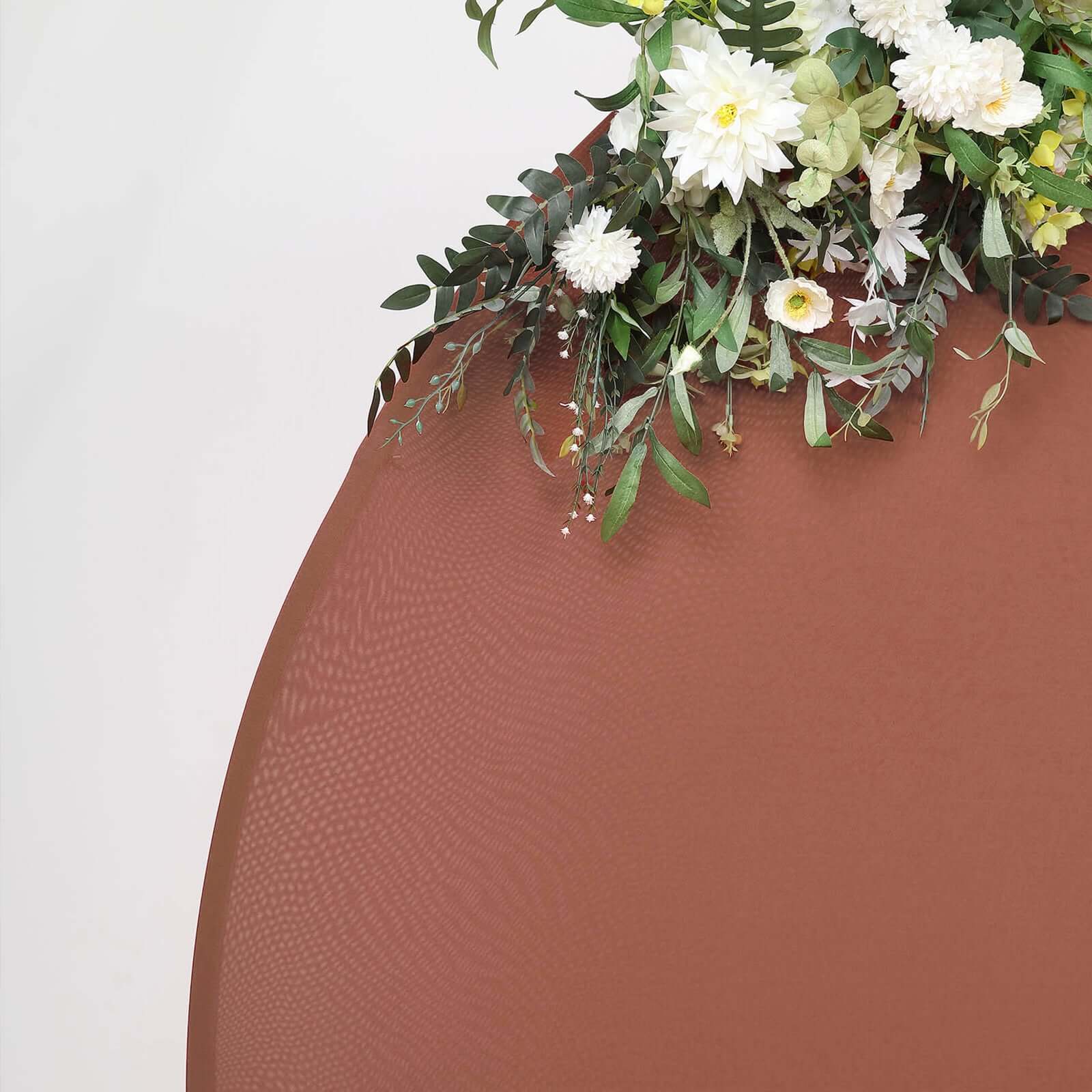 7.5ft Double-Sided Terracotta (Rust) Round Spandex Party Backdrop Stand Cover