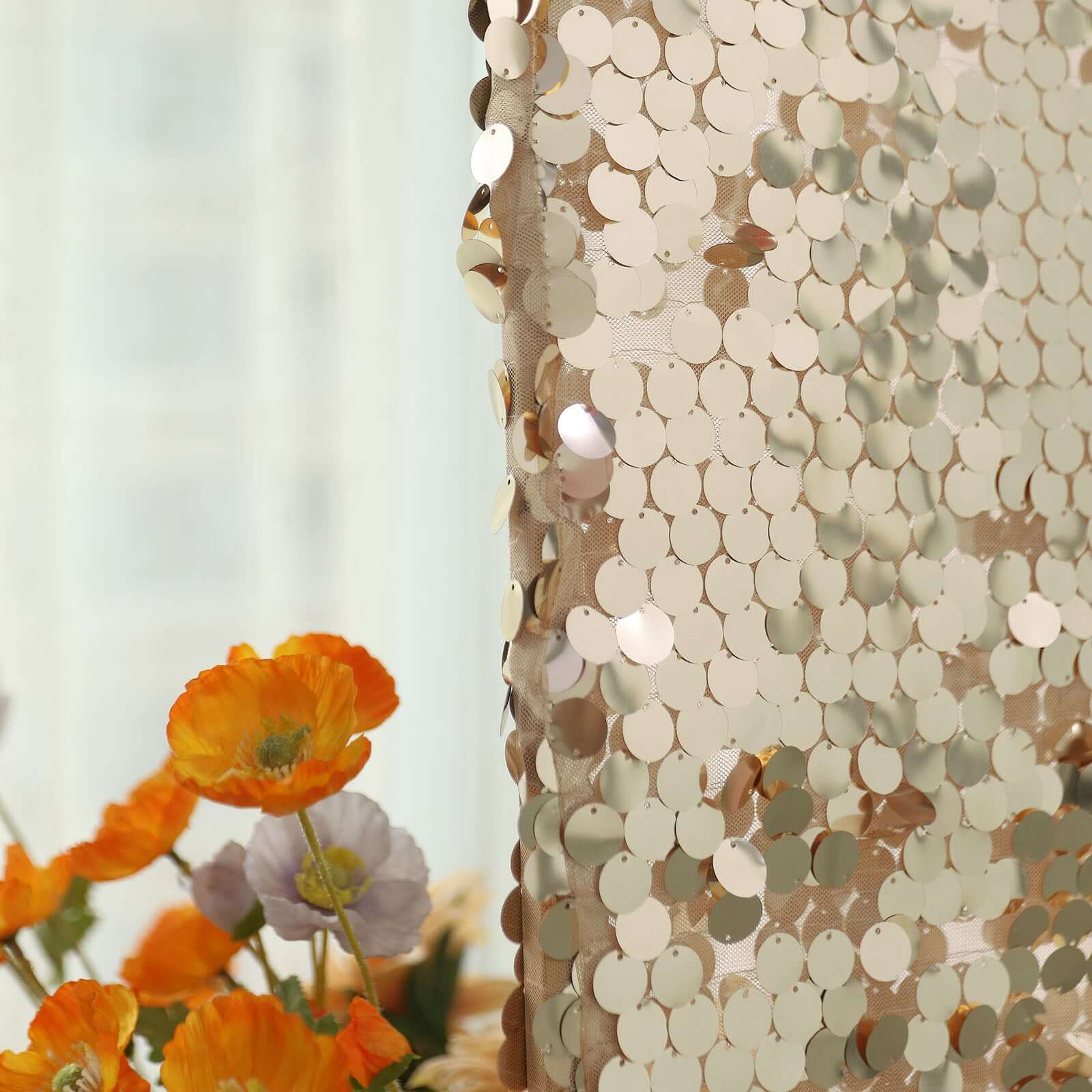 Sparkly 5ft Champagne Double-Sided Sequin Backdrop Cover for Wedding Arch - Perfect Decor!