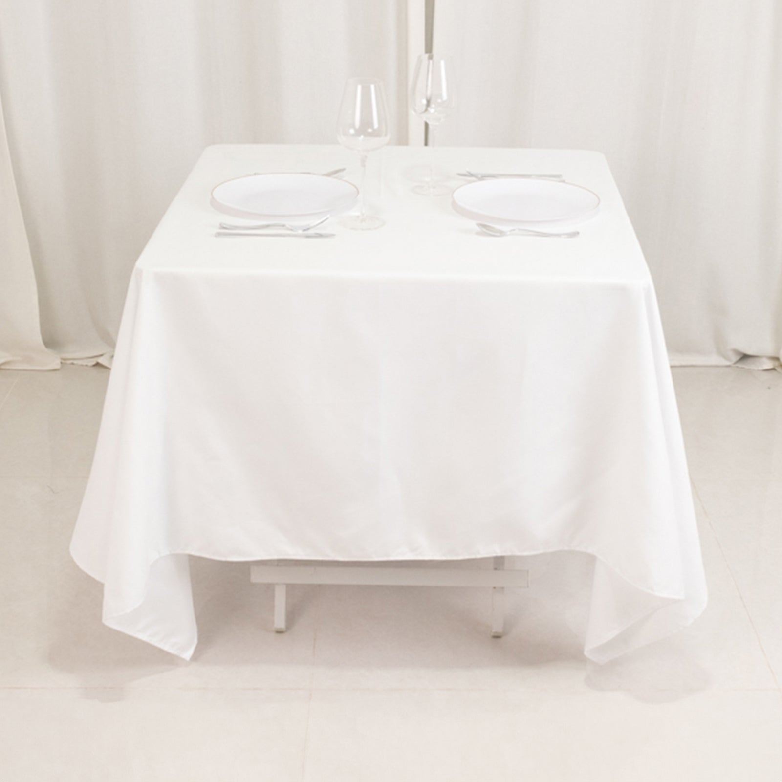 Hot Deal! 70x70 Square White Cotton Blend Tablecloth - Wrinkle-Resistant for Modern Table Decor