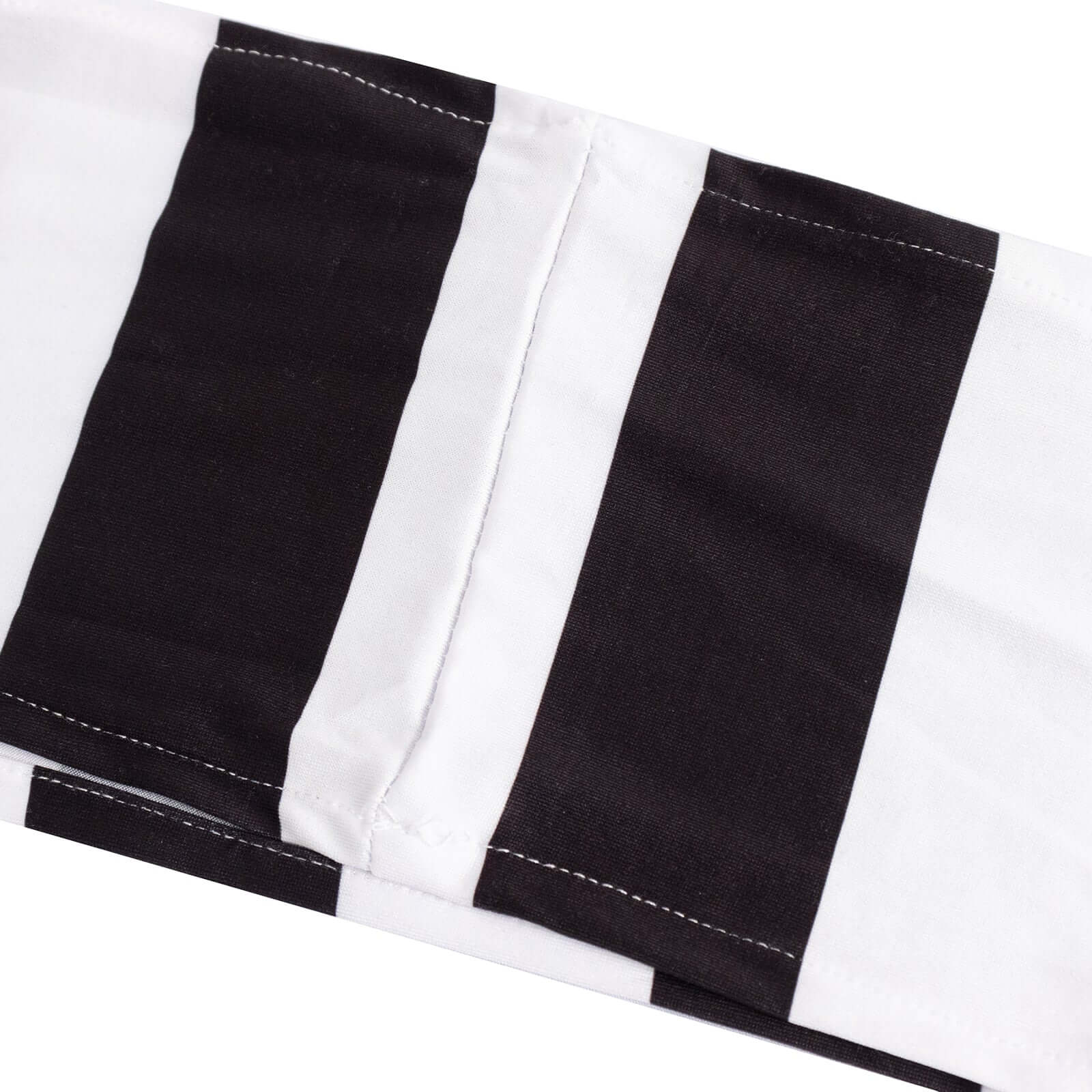5-Pack Black/White Vertical Striped Spandex Chair Sashes - Wrinkle-Free & Easy to Use for Stunning Decor