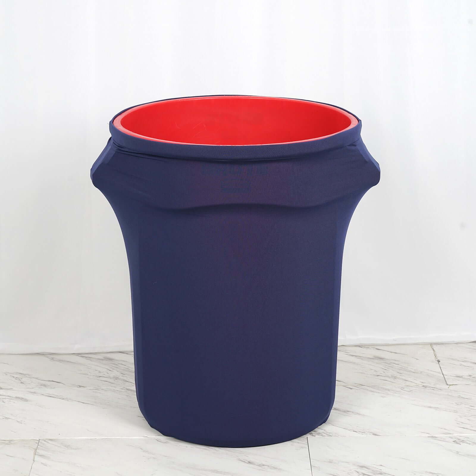 Special Offer! Navy Blue 4 - Way Stretch Spandex Round Trash Bin Cover for 41 - 50 Gallons