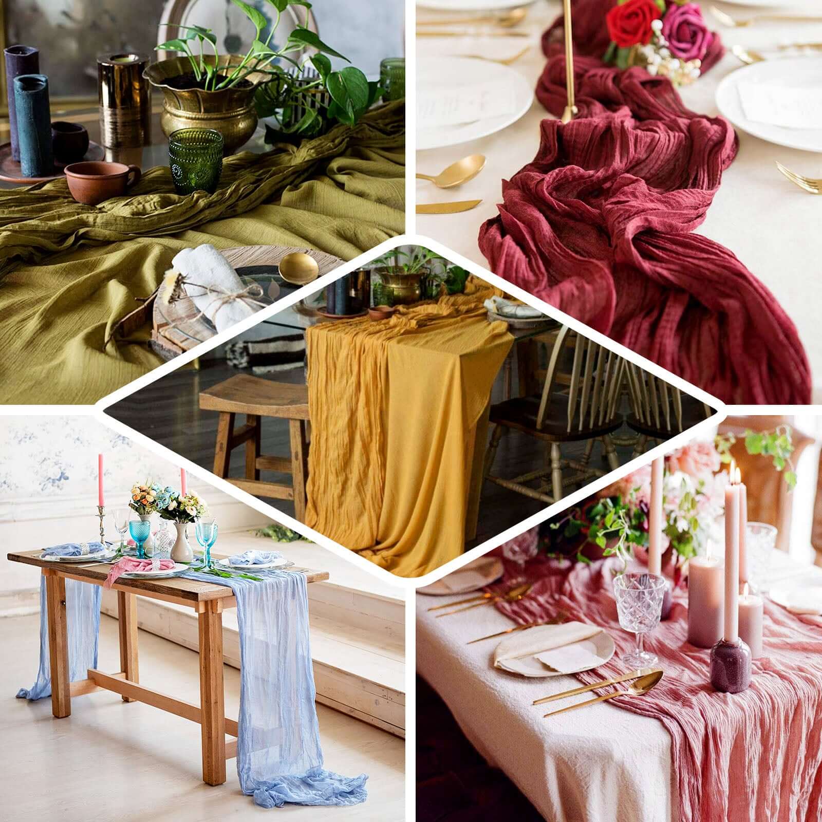 Hot! 10ft Beige Gauze Cheesecloth Table Runner - Rustic Boho Style