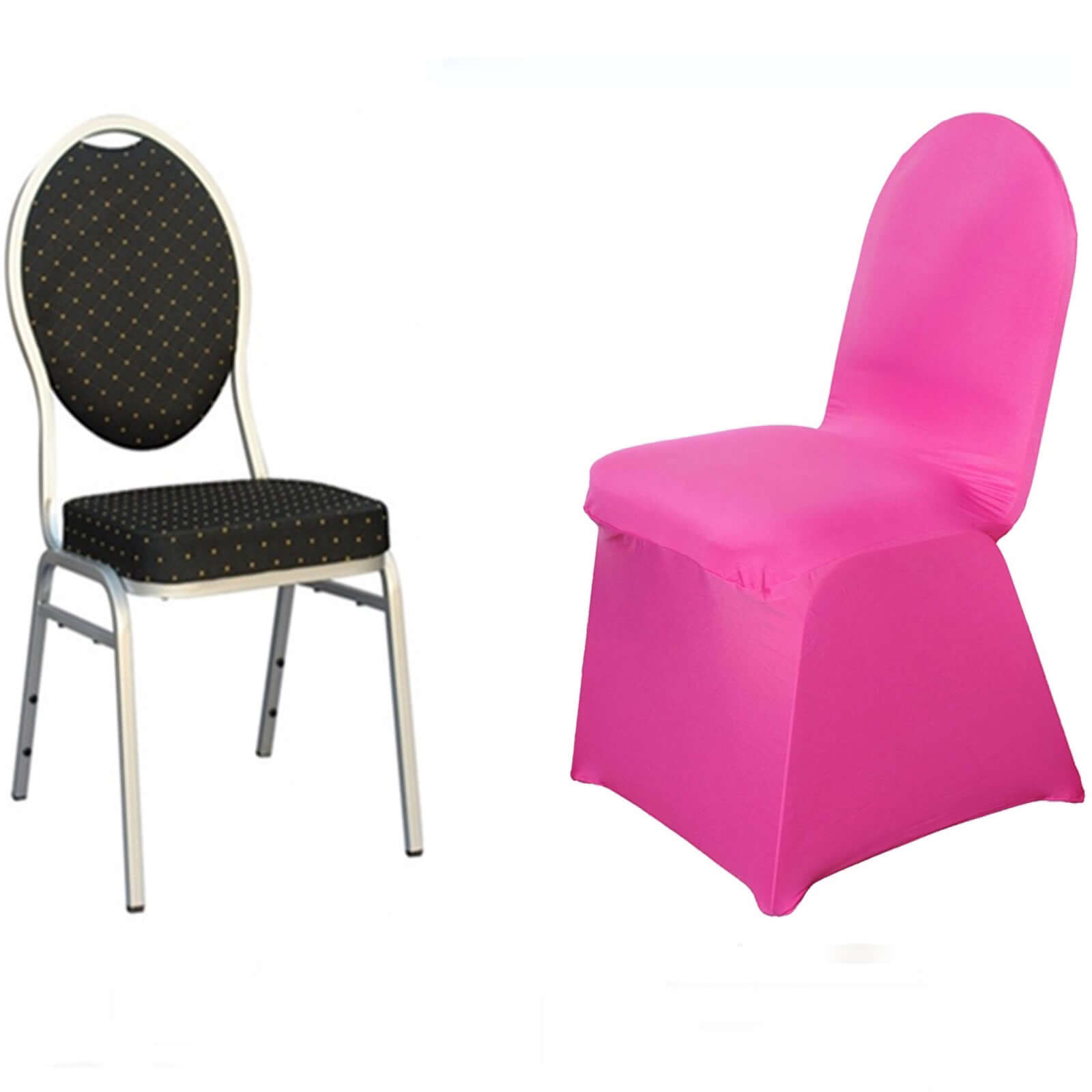 Fuchsia Spandex Slip-On Chair Cover for Banquets - 160GSM Stretch Fabric