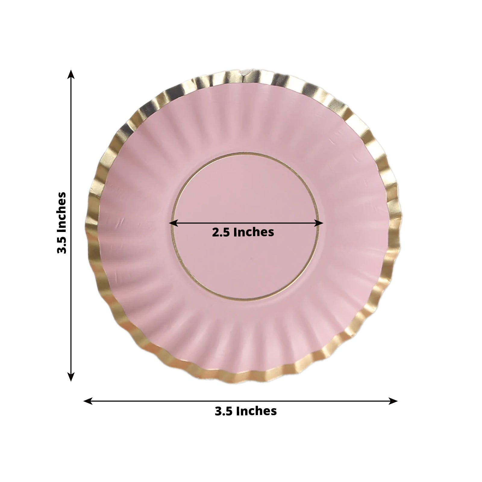 Hot Deal! 50-Pack Disposable Mini Round Blush Party Plates with Gold Scalloped Rim for Desserts