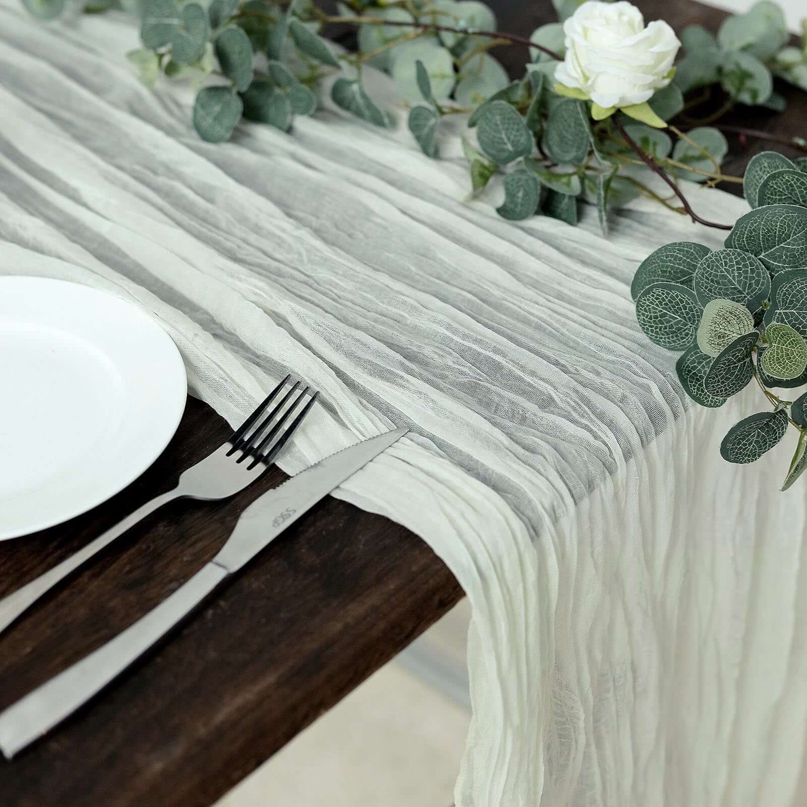 Hot Sale! Ivory Gauze Cheesecloth 10ft Table Runner for Rustic Boho Style Decor