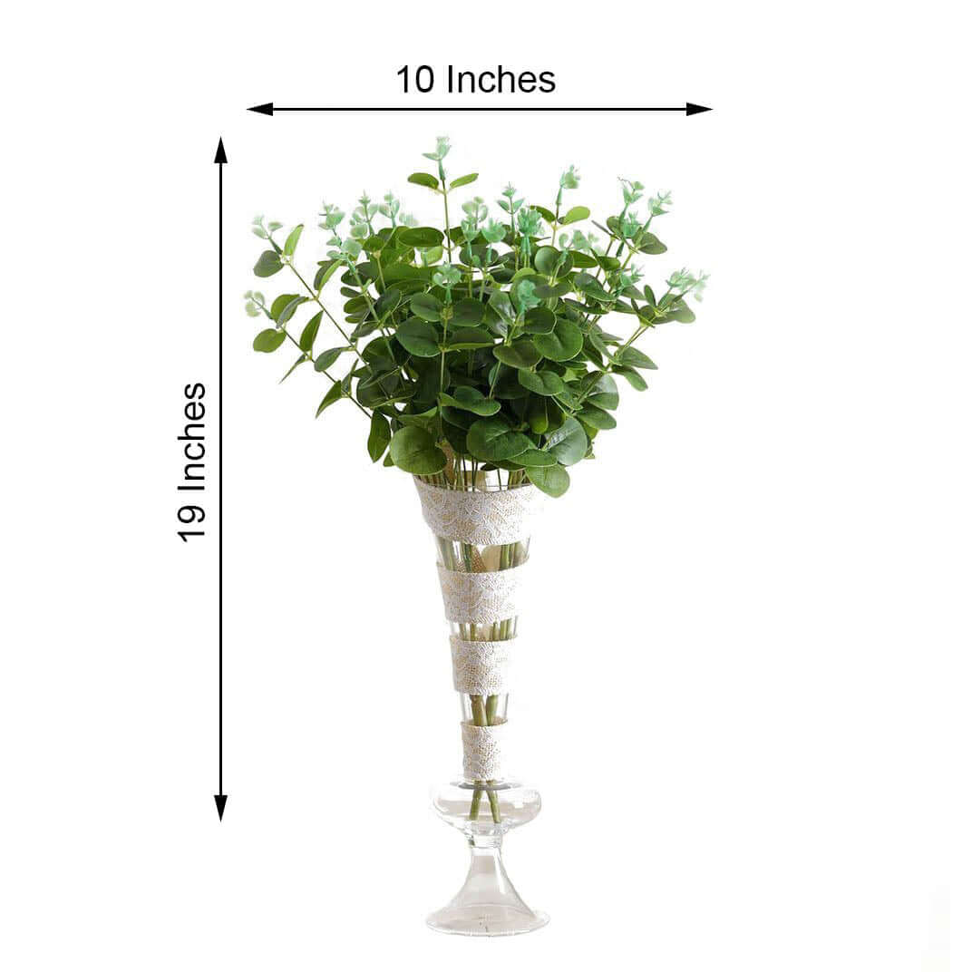 2 Pack Light Green Artificial Eucalyptus Branch Bouquets - 19 Inches