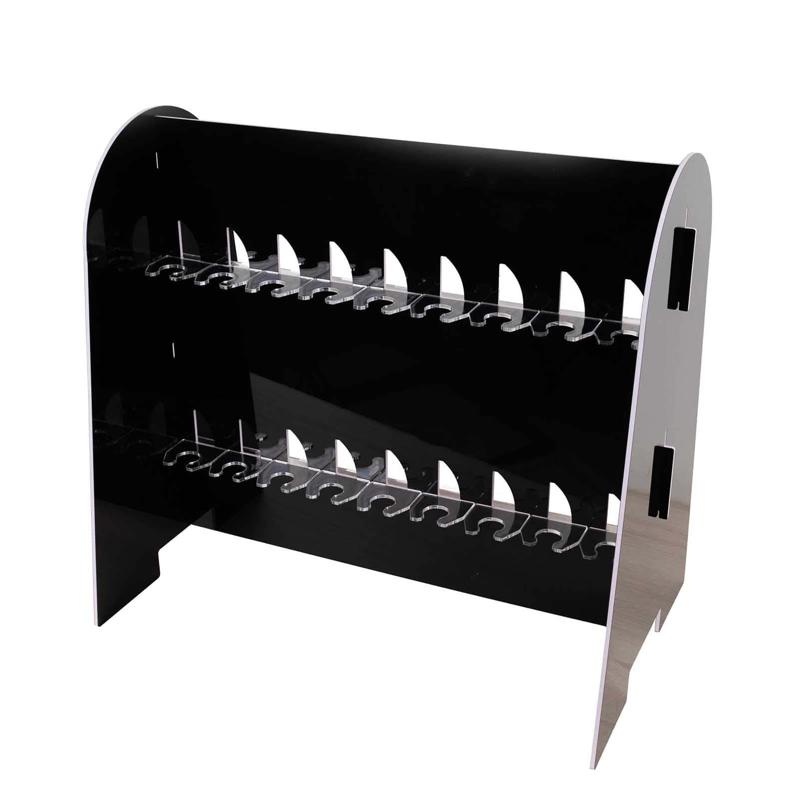 Hot! 2-Tier Glossy Black Champagne Glass Holder Stand with 18 Hooks for Events & DIY Bars