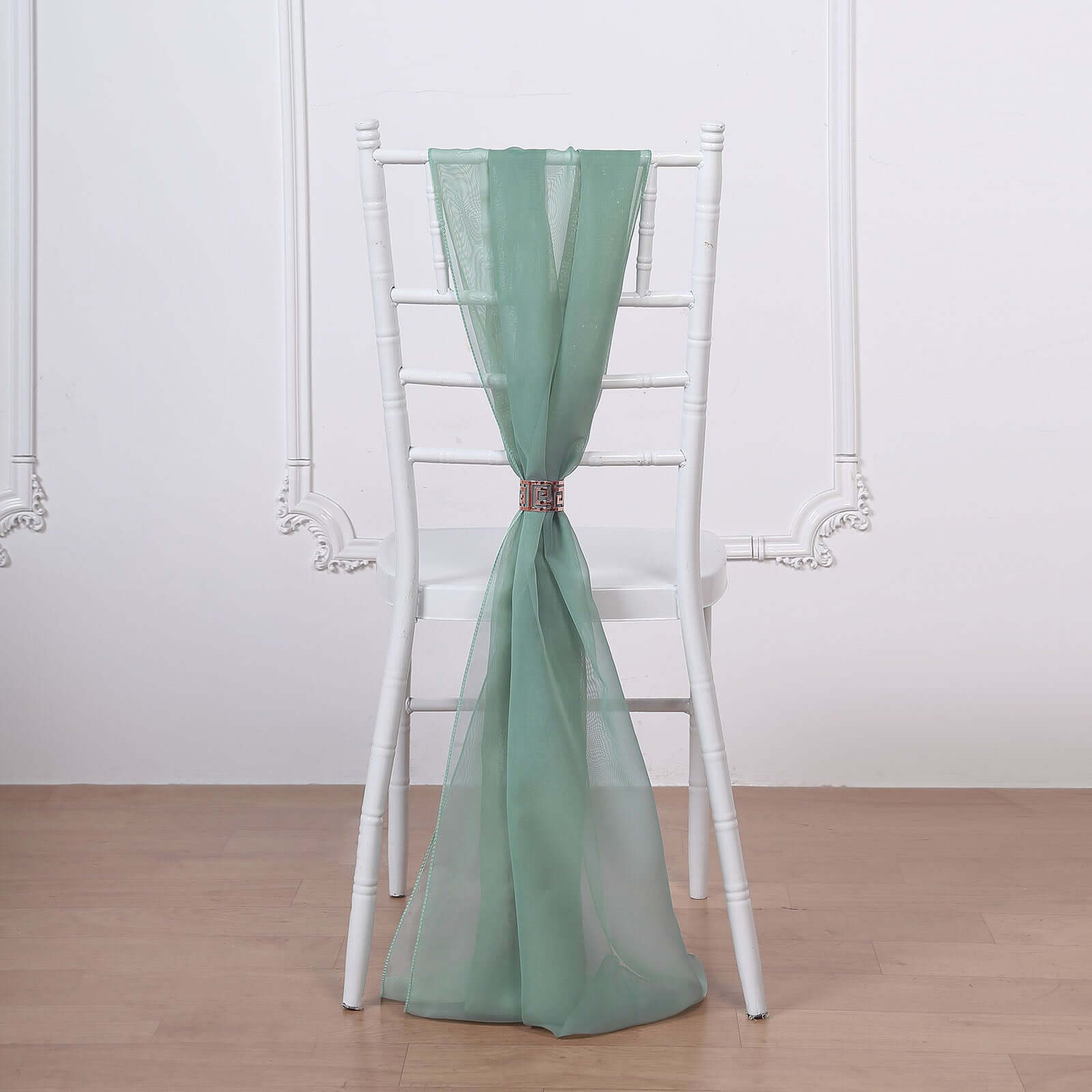 5-Pack Premium Eucalyptus Sage Chiffon Chair Sashes - Soft, Lightweight Designer Bows