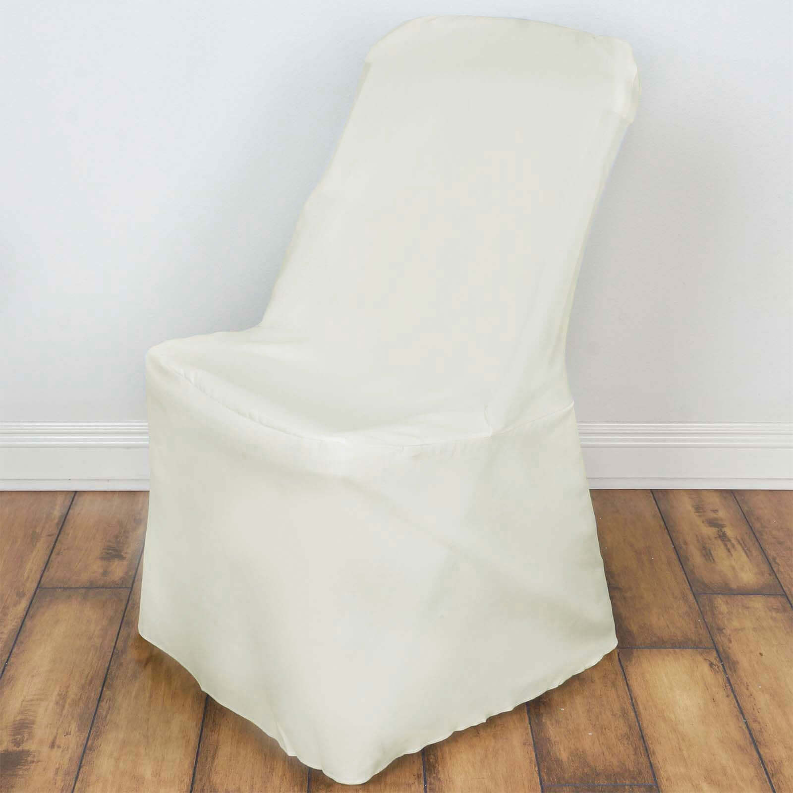 Reusable and Durable Ivory Polyester Slip-On Cover for Lifetime Folding Chairs
