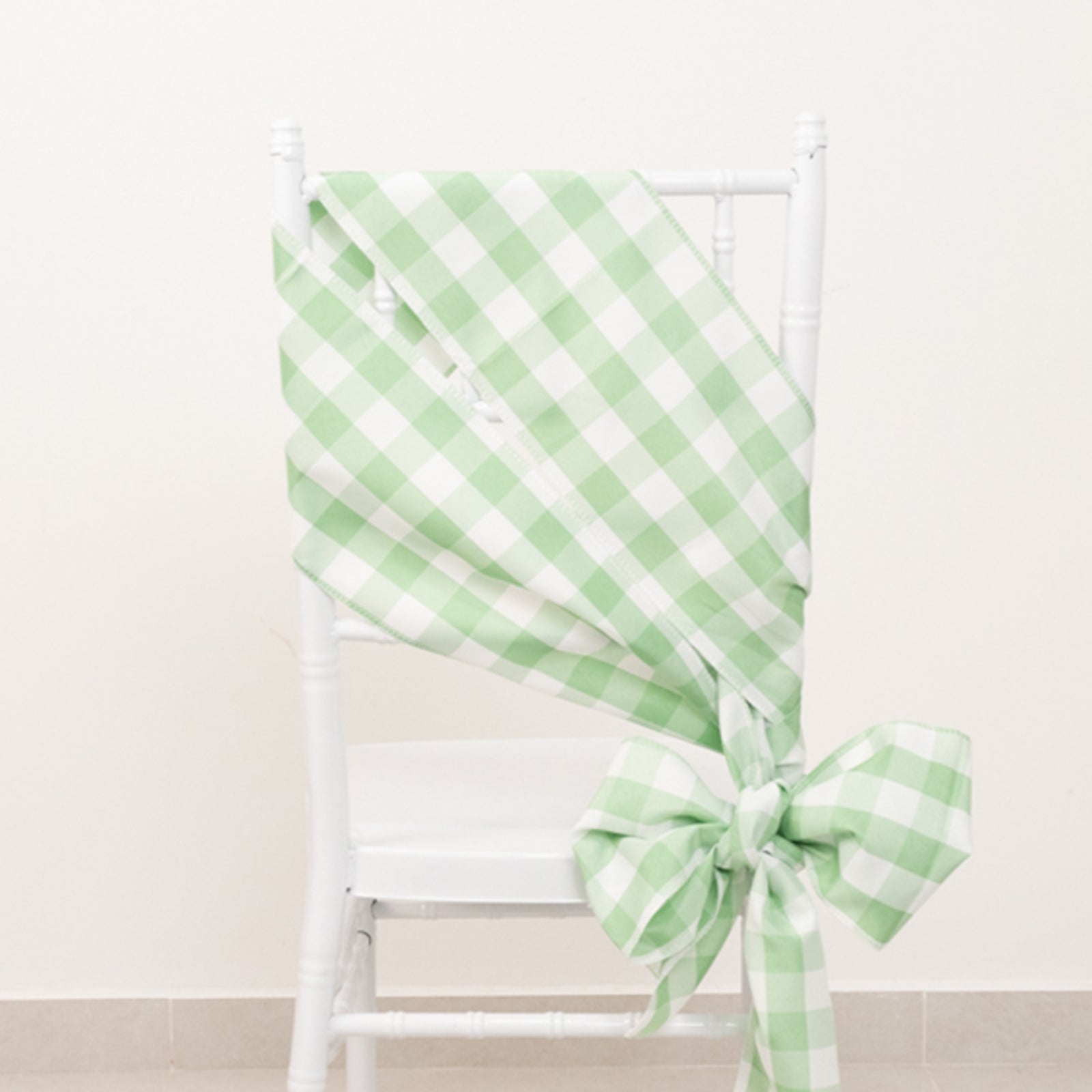 Great Deal! 5-Piece Polyester Chair Decor Sashes in Sage Green/White Buffalo Plaid - Durable & Reusable