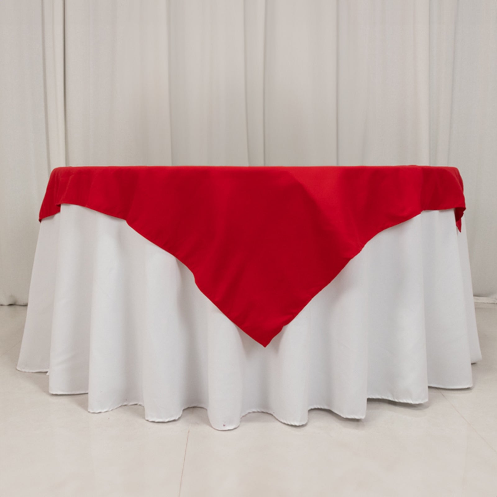 Hot Sale! Wrinkle-Resistant Red Cotton Blend 54x54 Square Table Overlay Tablecloth