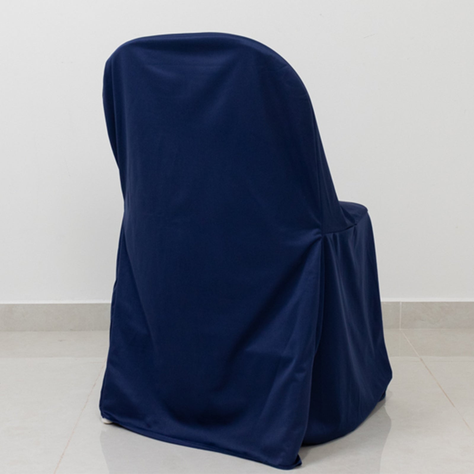 Navy Blue Premium Scuba Stretch Wrinkle-Free & Durable Folding Chair Cover - Instant Elegance!