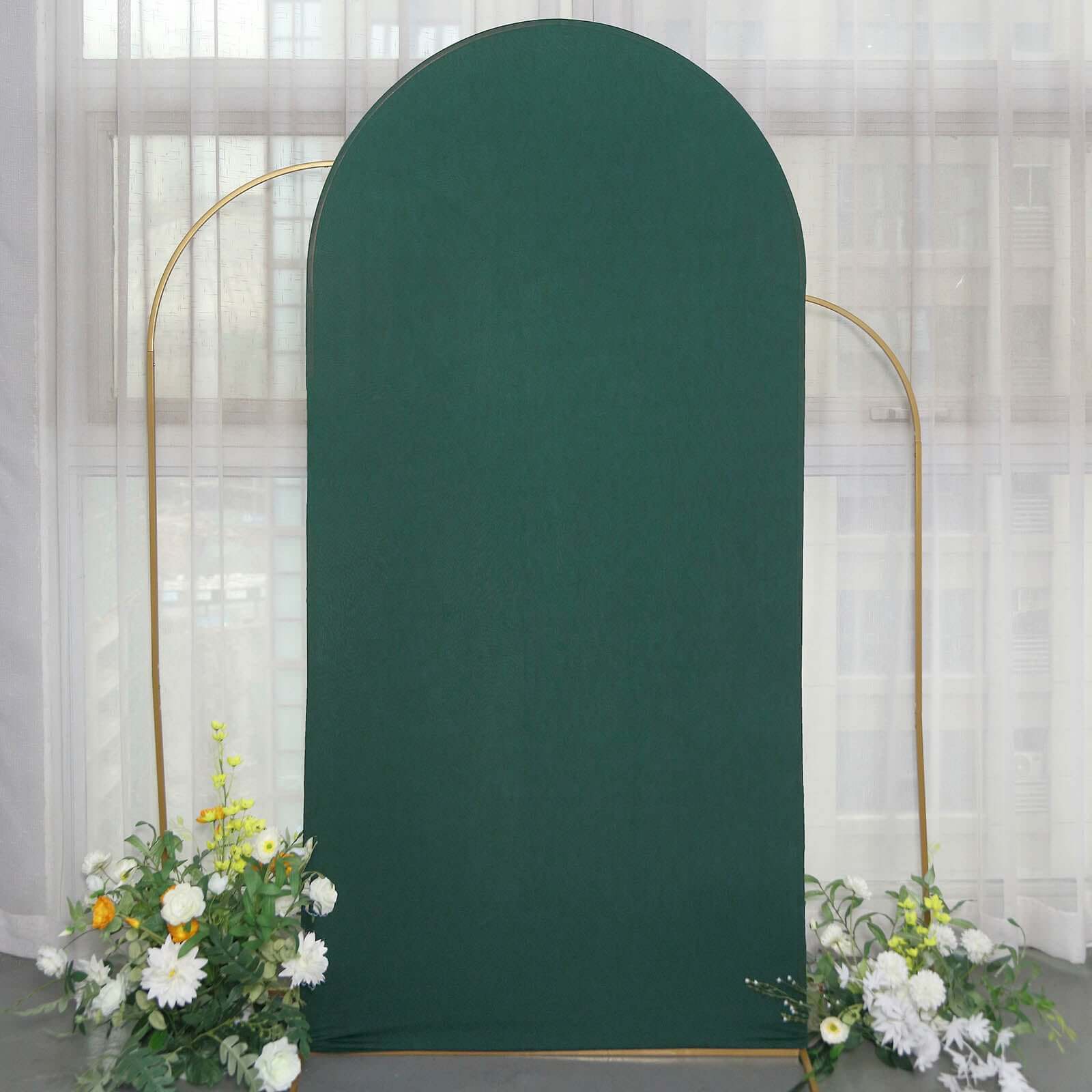 7ft Double - sided Matte Hunter Emerald Green Spandex Fitted Cover for Round Top Wedding Arch