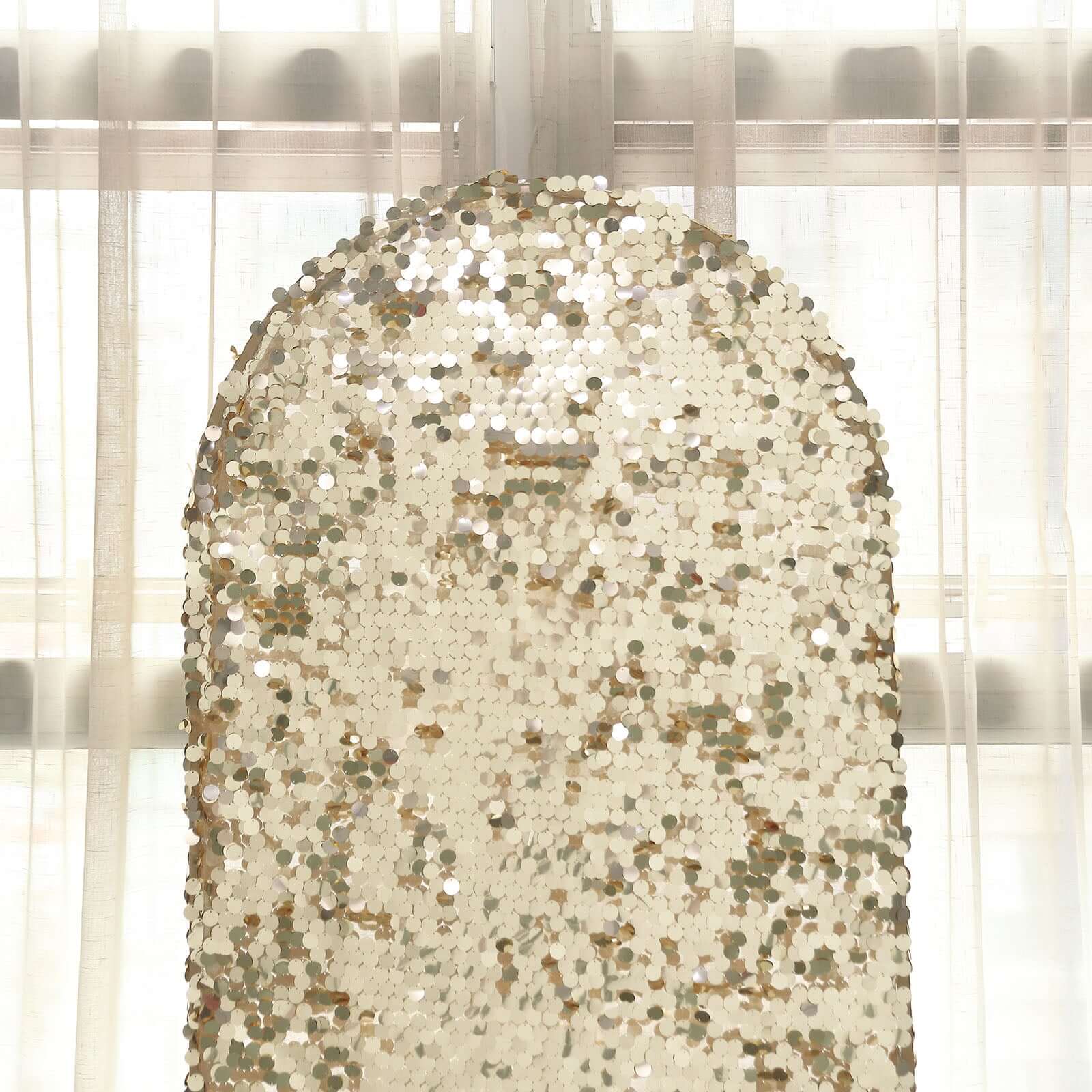 6ft Double-Sided Champagne Sparkly Payette Sequin Cover for Round Top Wedding Arch