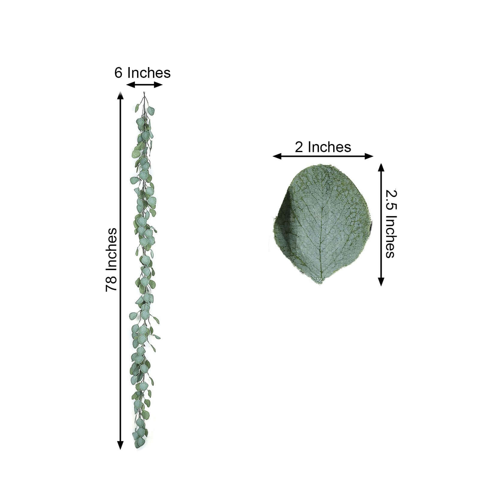 6.5ft Frosted Green Artificial Silk Eucalyptus Leaf Garland for Decorative Use