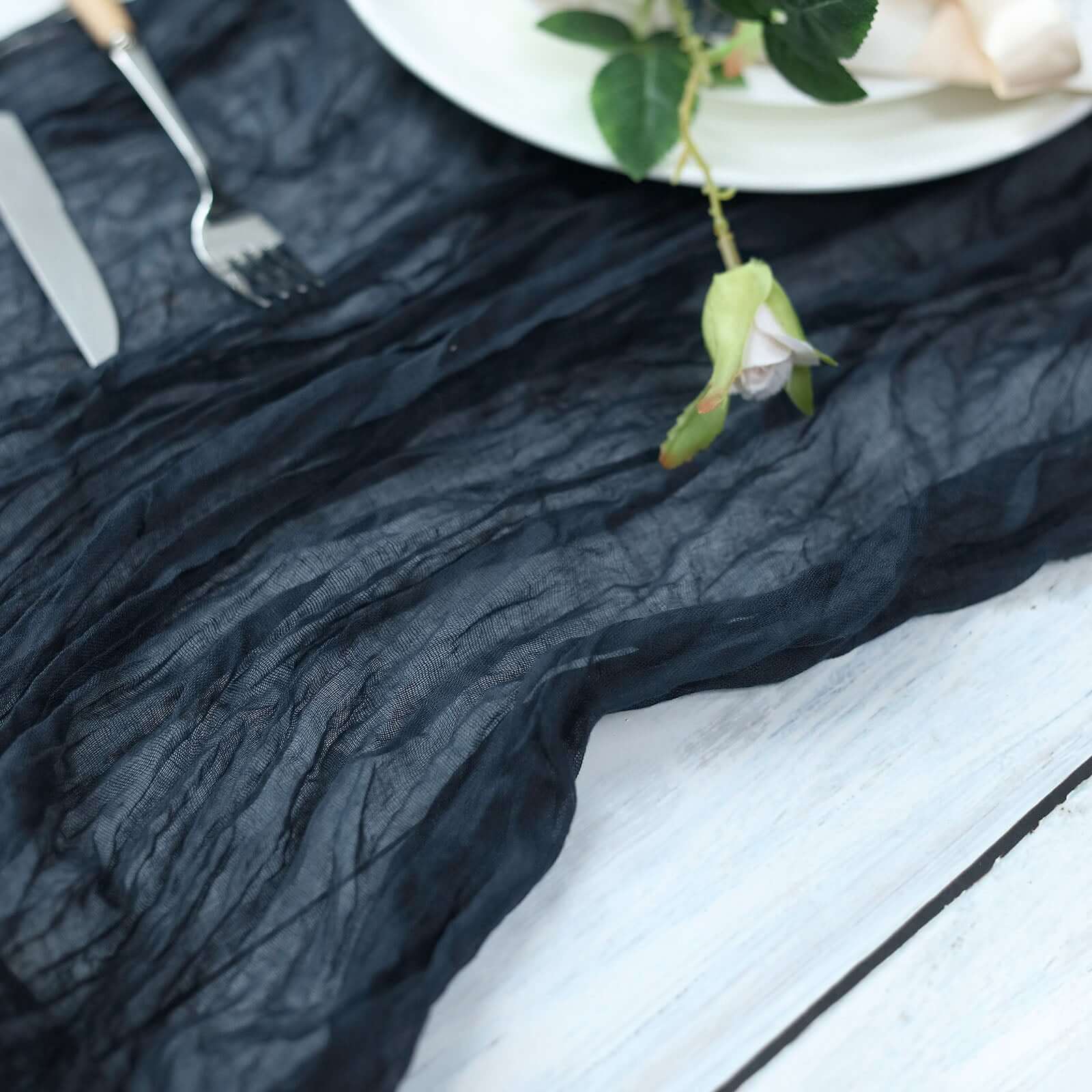 Navy Blue 10ft Gauze Cheesecloth Table Runner - Rustic Boho Charm