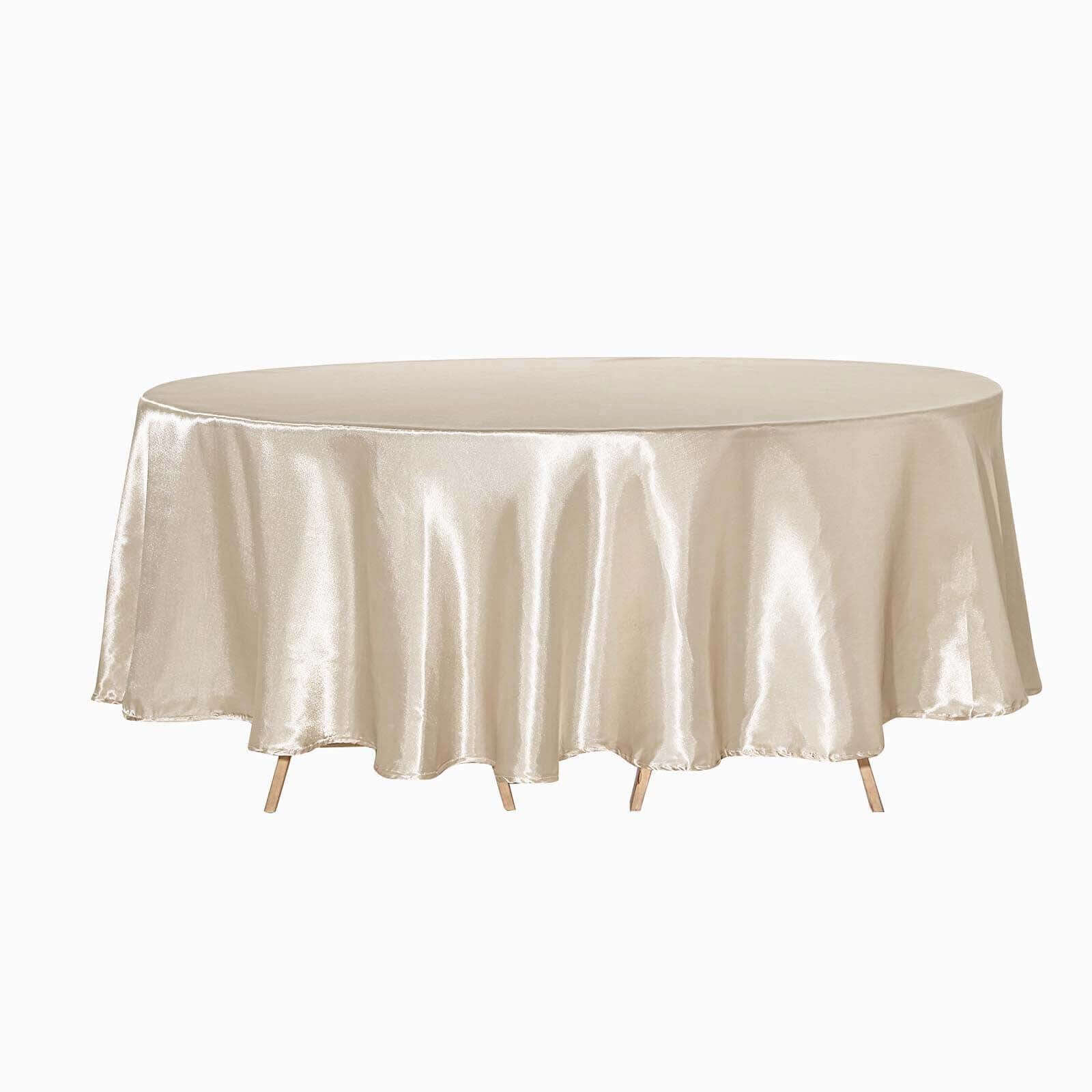 Beige Satin 90-Inch Round Tablecloth - Smooth, Lustrous & Resistant