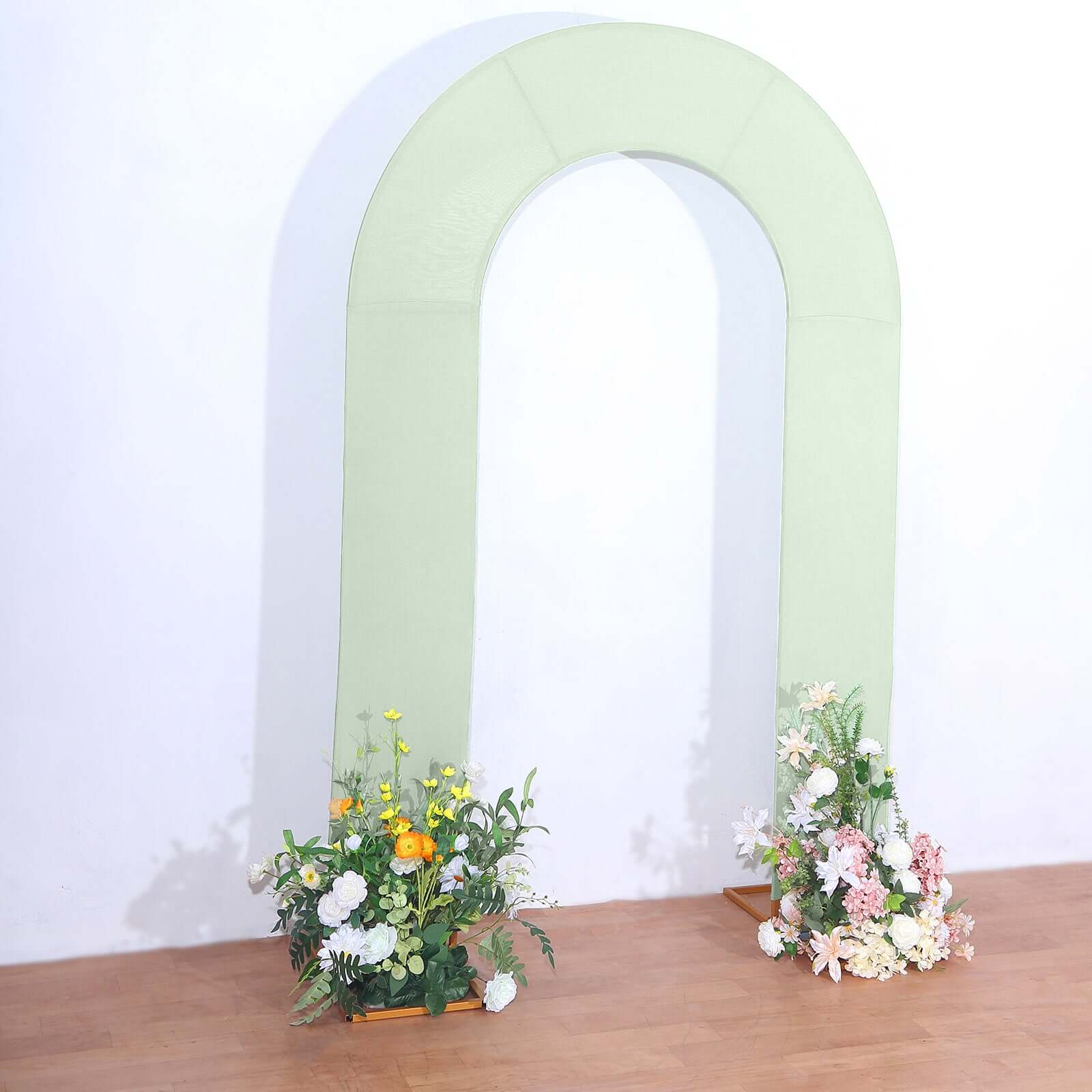 Premium 8ft Sage Green Spandex U-Shaped Wedding Arch Cover - Perfect for Events