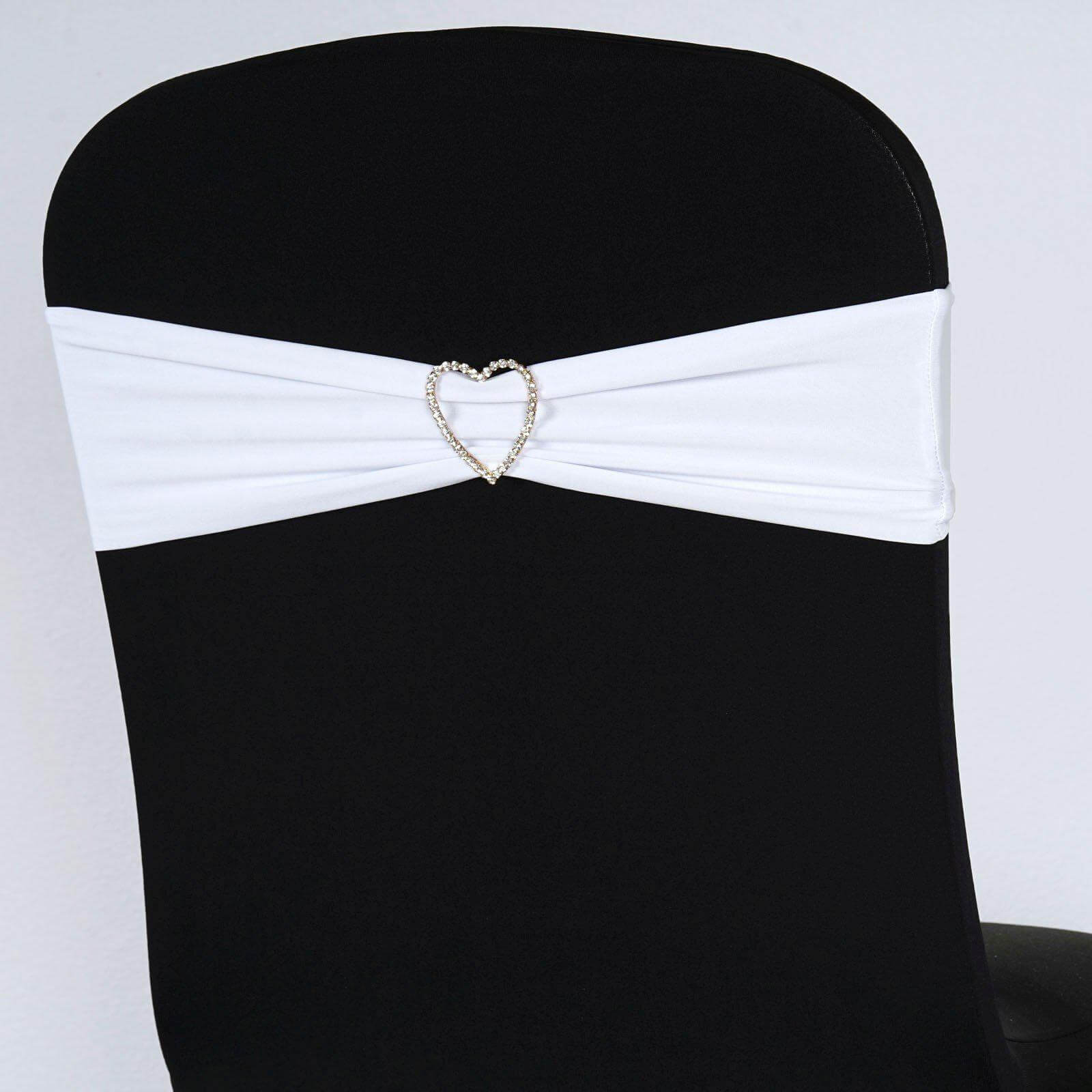 5-Pack White Stretch Spandex Chair Sashes - Heavy Duty, Fitted Finish