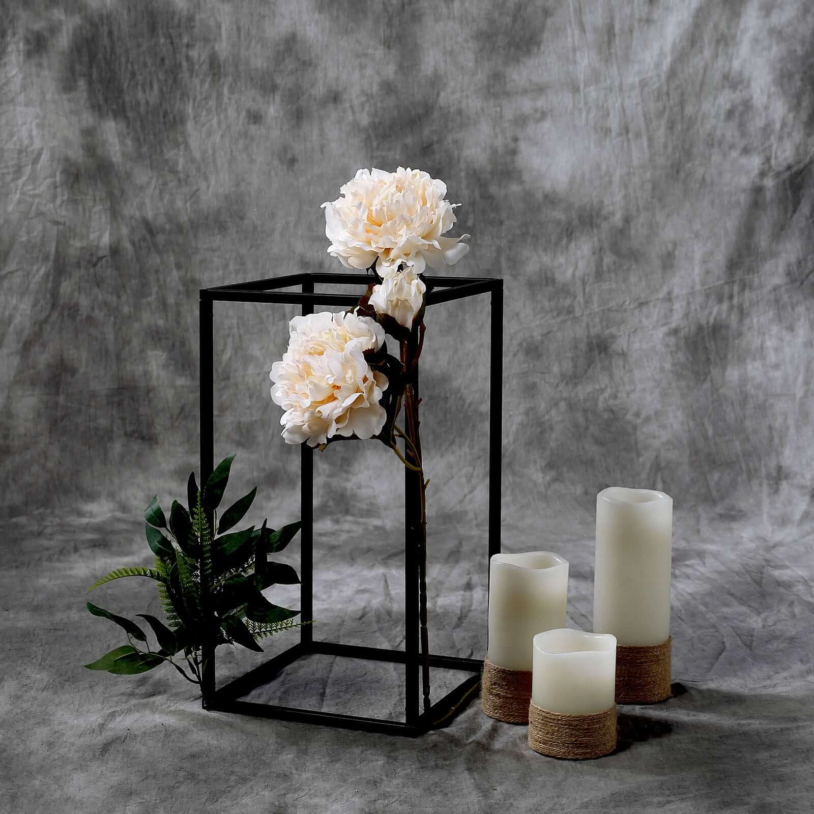2-Pack Matte Black Metal Geometric Wedding Flower Stand - Ideal for Sophisticated Arrangements