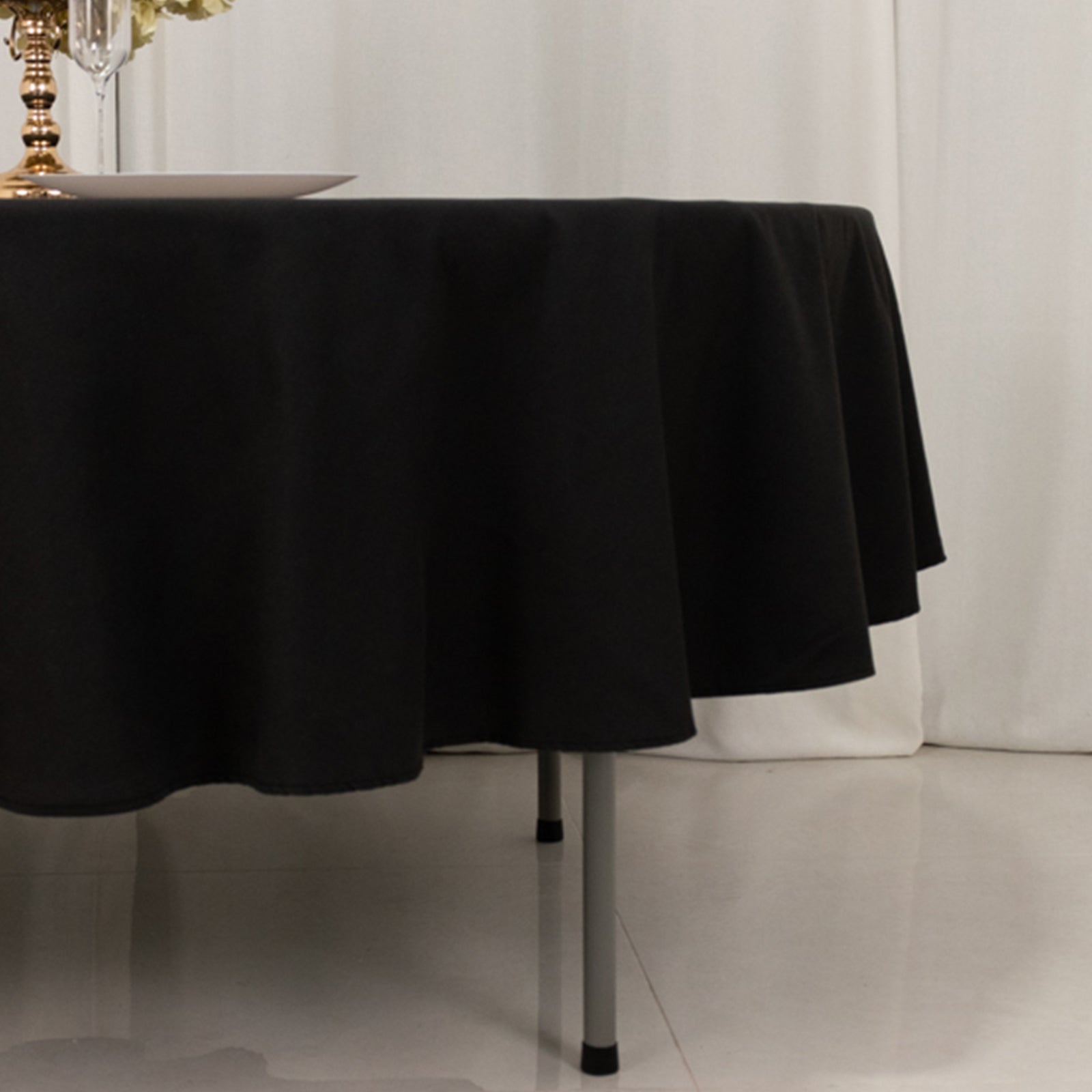 Exclusive 90-Inch Wrinkle-Resistant Black Cotton Blend Round Tablecloth for Events